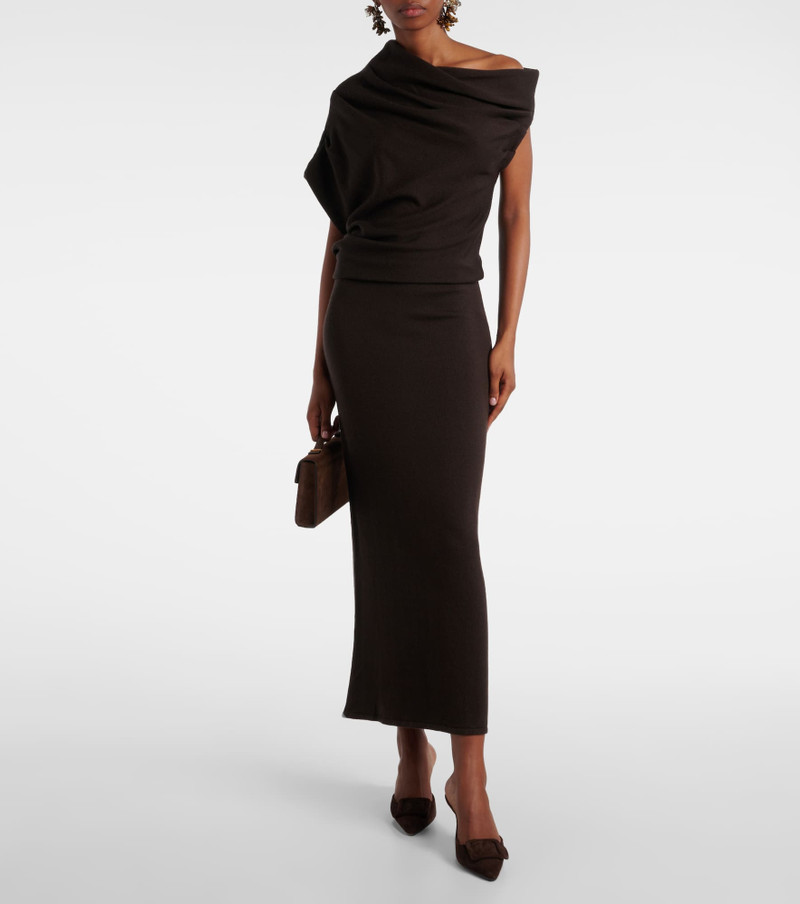 STAUD Mabel one-shoulder wool maxi dress outlook