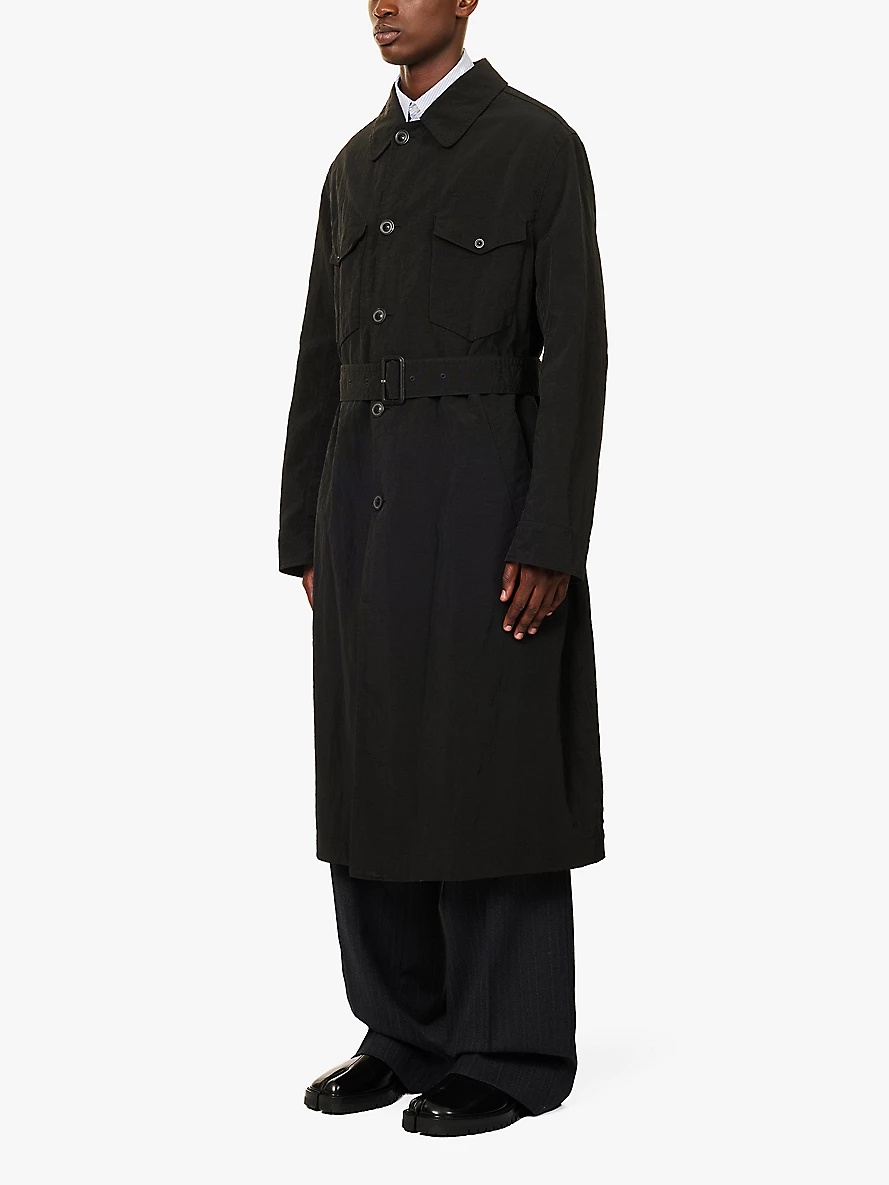 Peter pan collar belted woven trench coat - 3