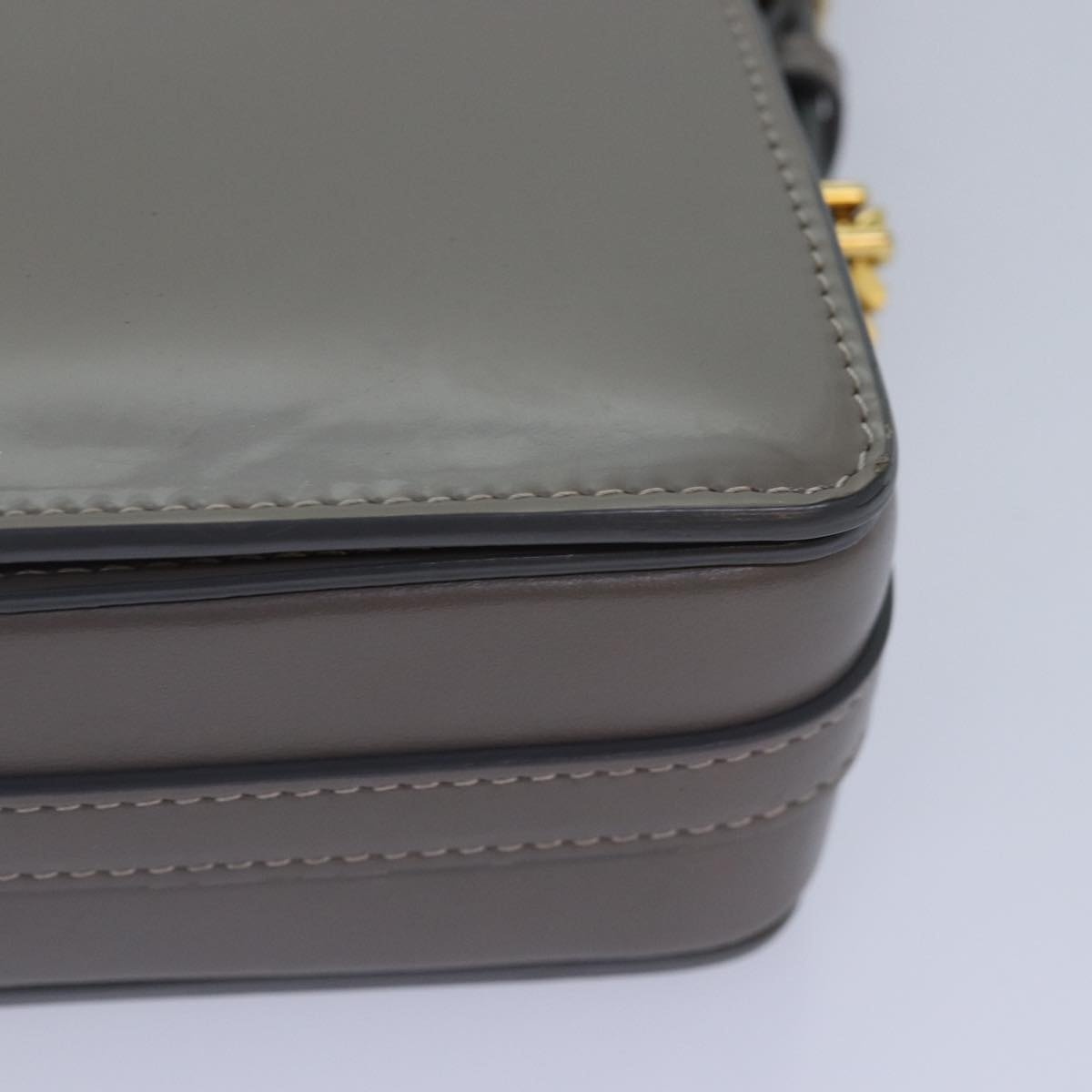 Burberry Shoulder Bag Patent Leather Gray Gold - 13