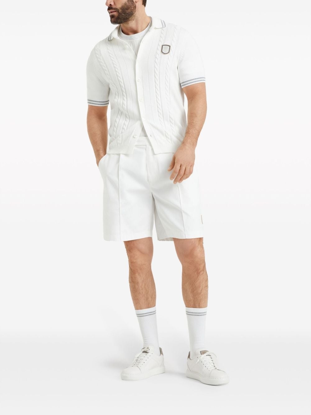 logo-appliquÃ© tailored shorts - 2