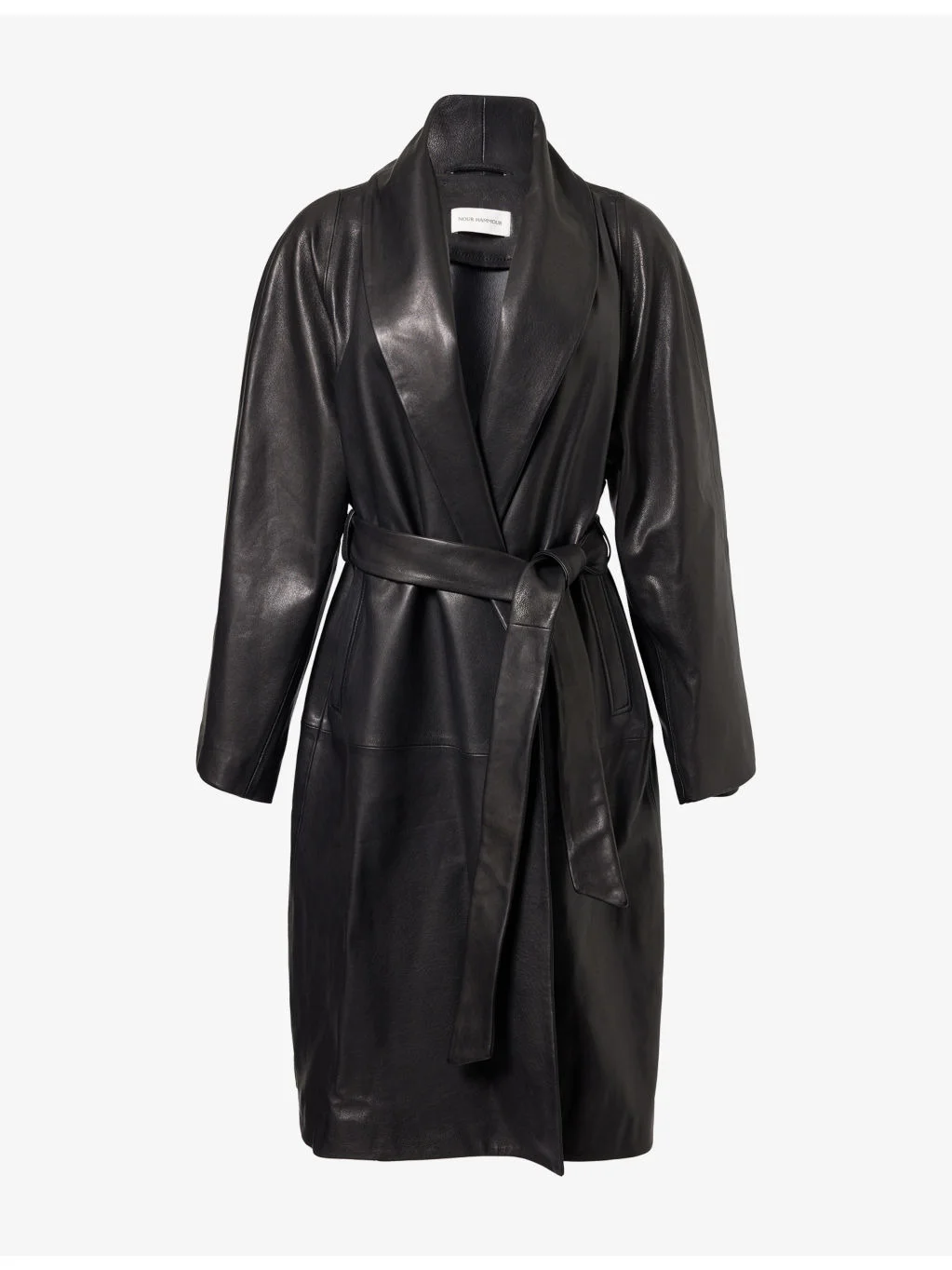 Sylvie Shawl-Lapel Leather Coat - 1