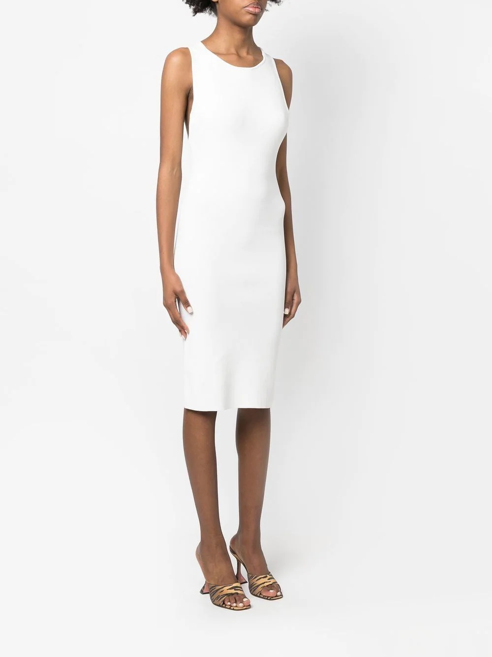 ribbed cross-strap midi dress - 4