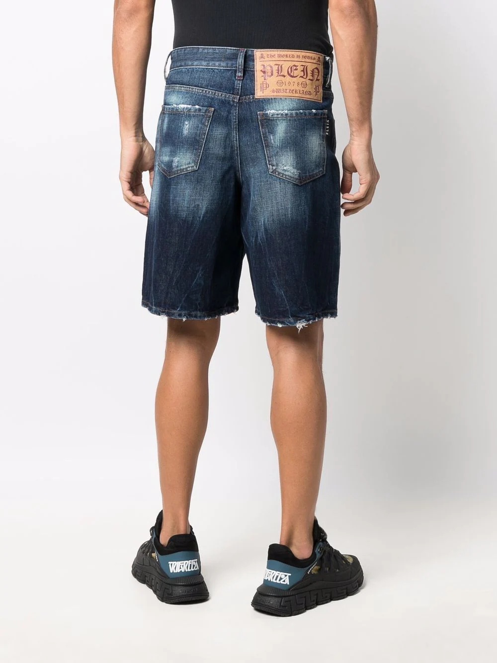 distressed-effect denim shorts - 4