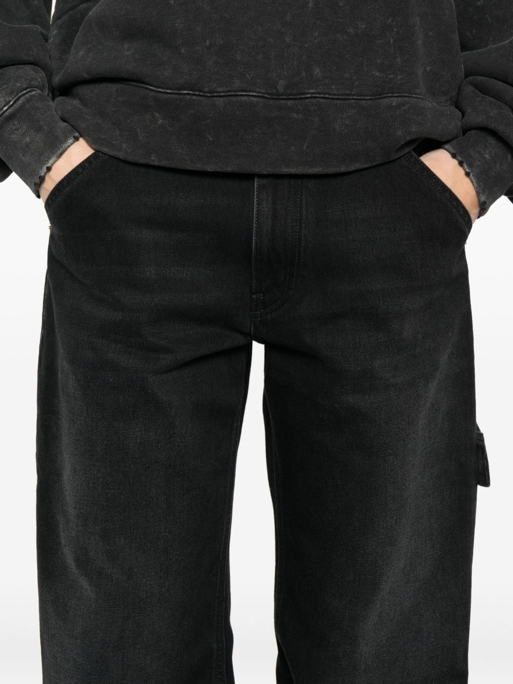 frayed pocket jeans - 5