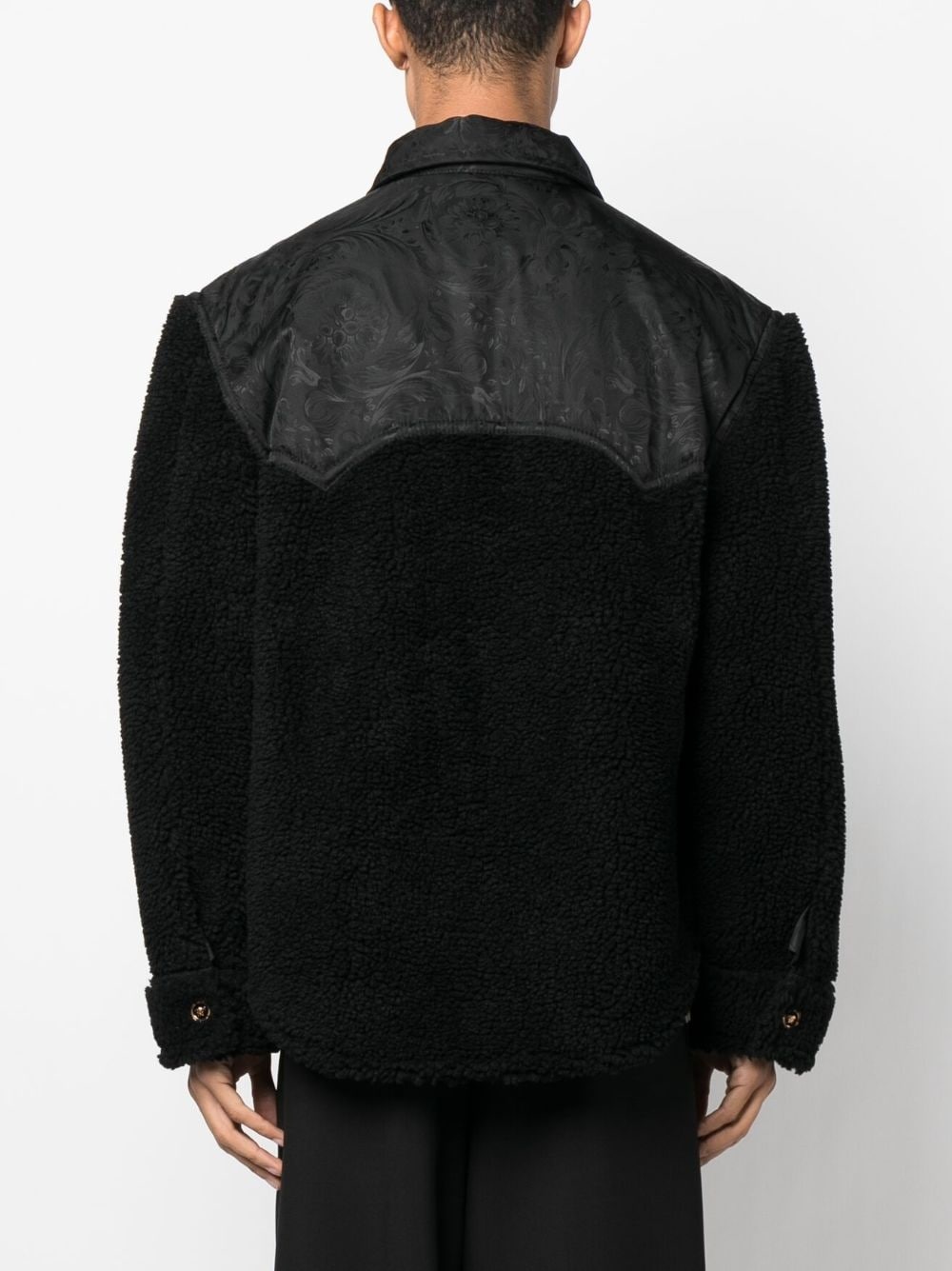 Medusa panelled faux-shearling jacket - 4