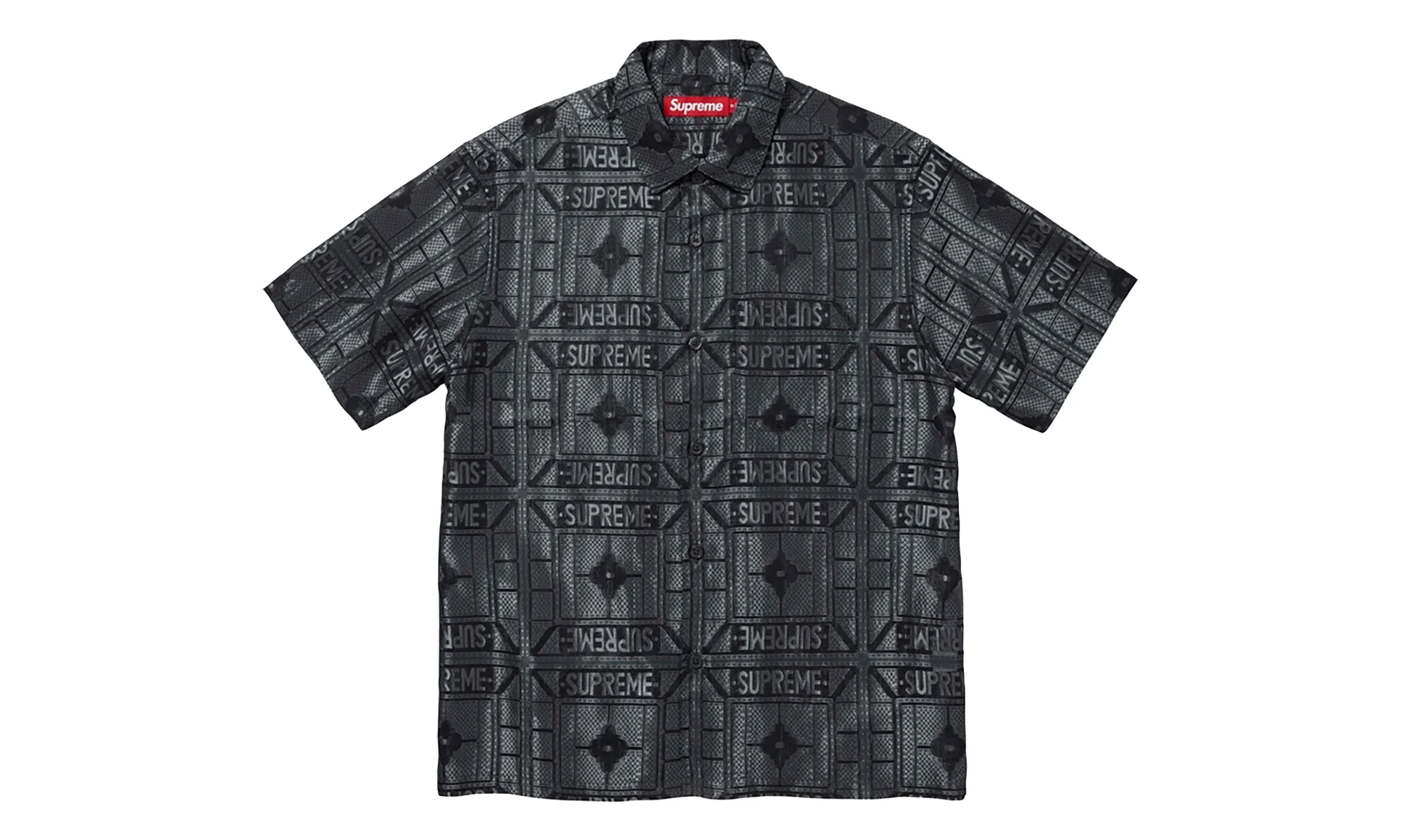 Supreme Tray Jacquard Short-Sleeve 셔츠 '블랙 이름 * - 1
