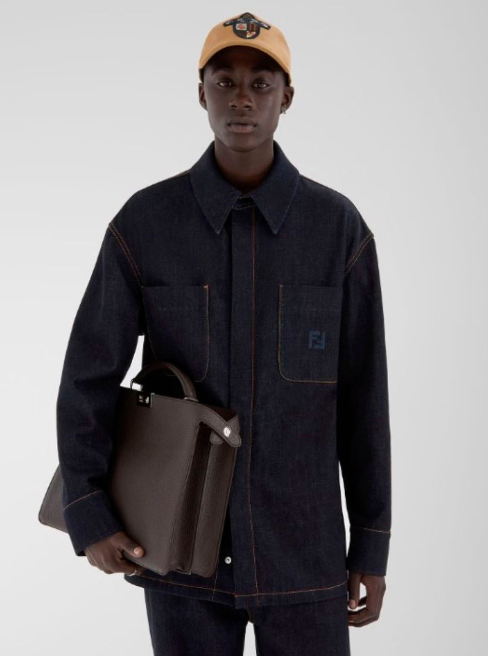 Fendi Men 'Iseeu Medium' Brown Handbag With Removable Internal Pocket In Leather Man - 6