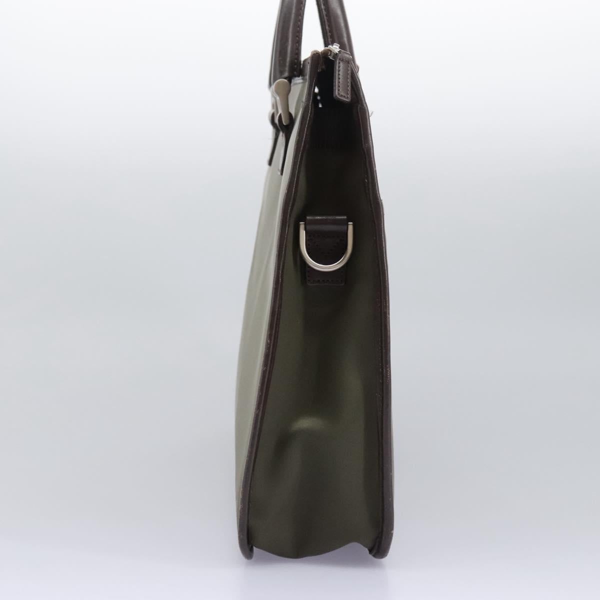 Burberry Hand Bag Nylon Leather Khaki Brown Silver - 5