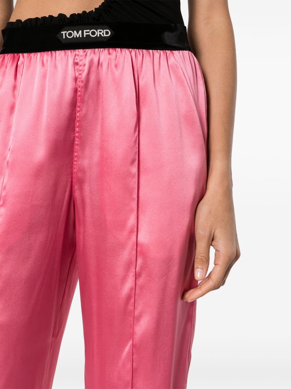 straight-leg silk trousers - 5