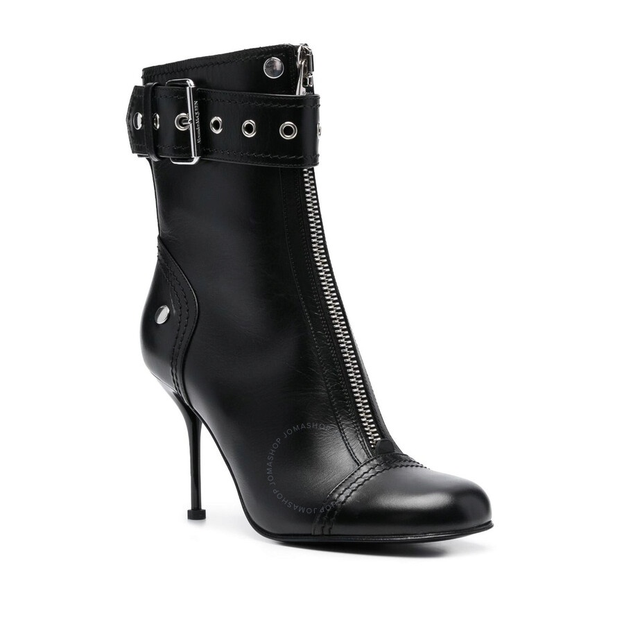 ショートブーツ・ブーティ alexander mcqueen Buckle ankle boots (757505WIDR3 1081) Alexander McQueen Alexander McQueen Black Buckle-Detail