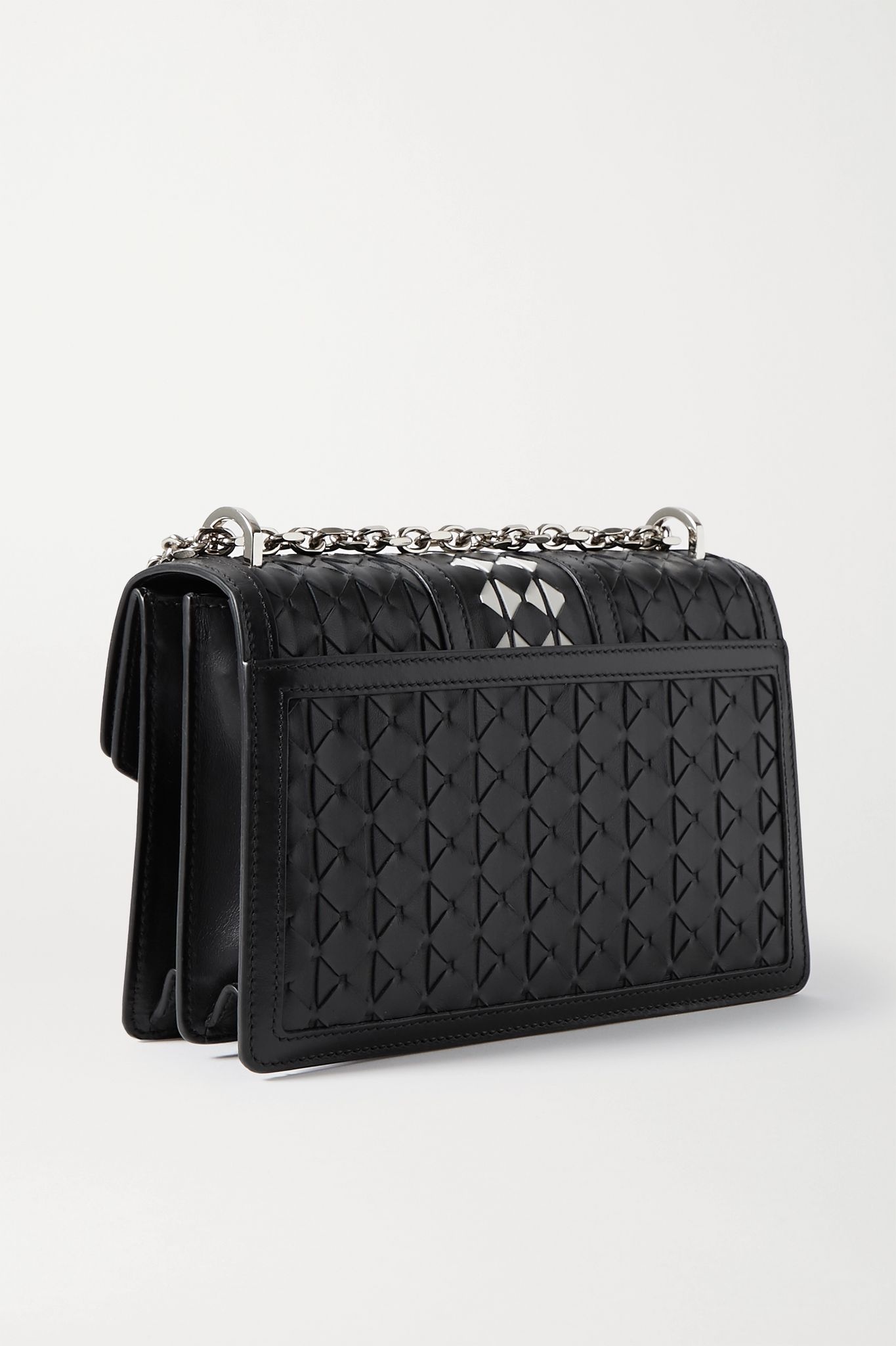 Diamante woven leather shoulder bag - 3