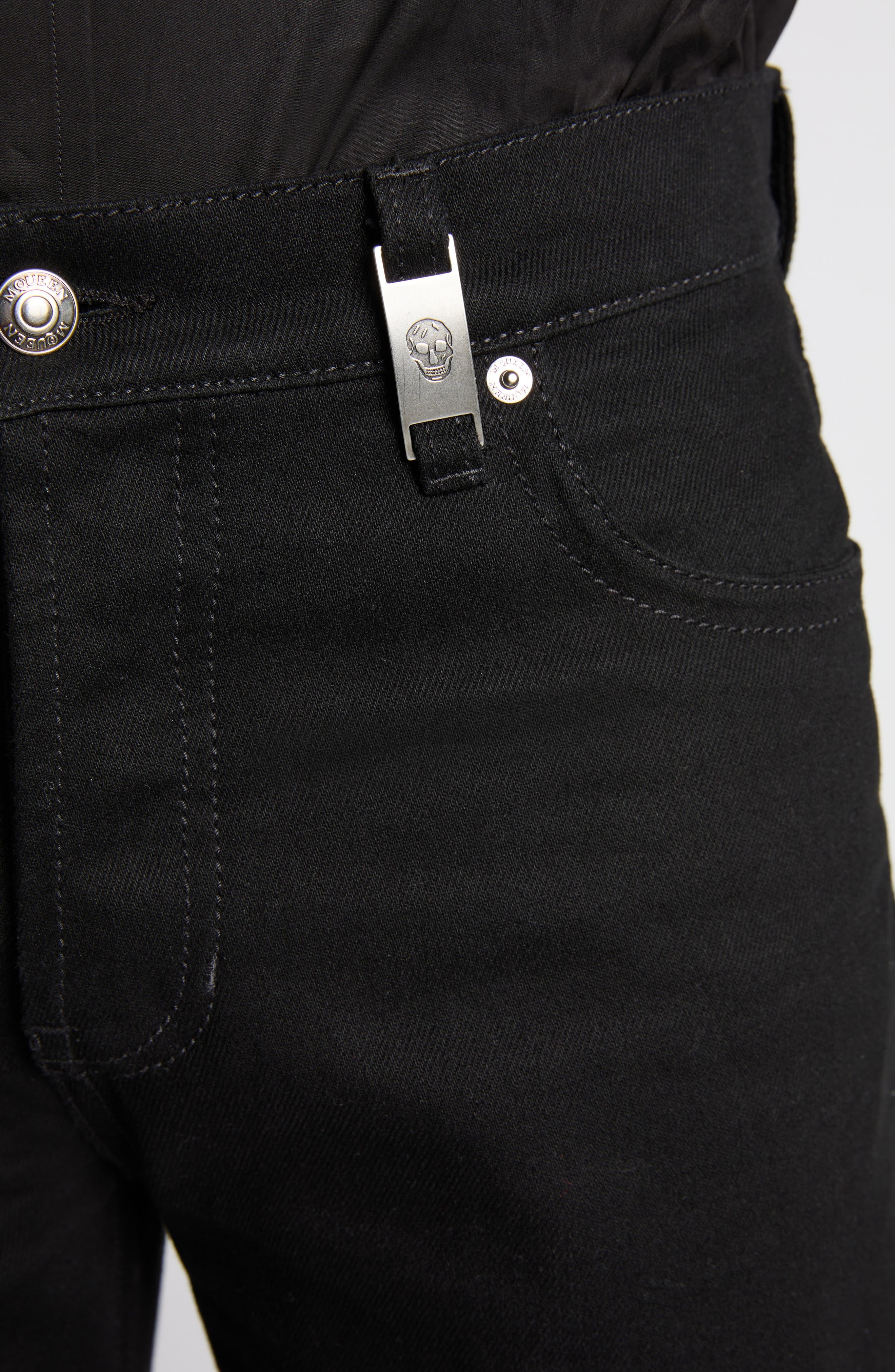 Alexander McQueen Skull Detail Wide Leg Jeans in Black at Nordstrom - 5