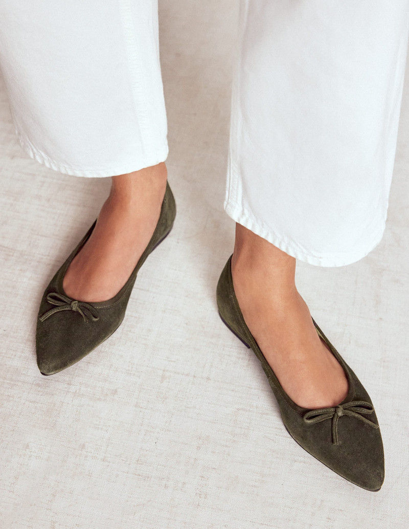 BODEN Point Flexi Sole Flats-Dark Moss outlook