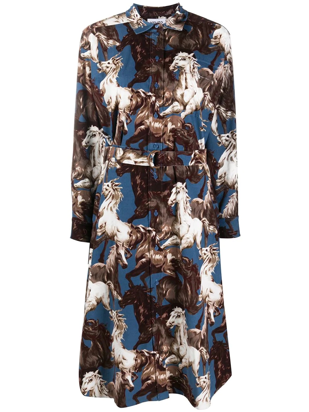 horse-print shirt dress - 1