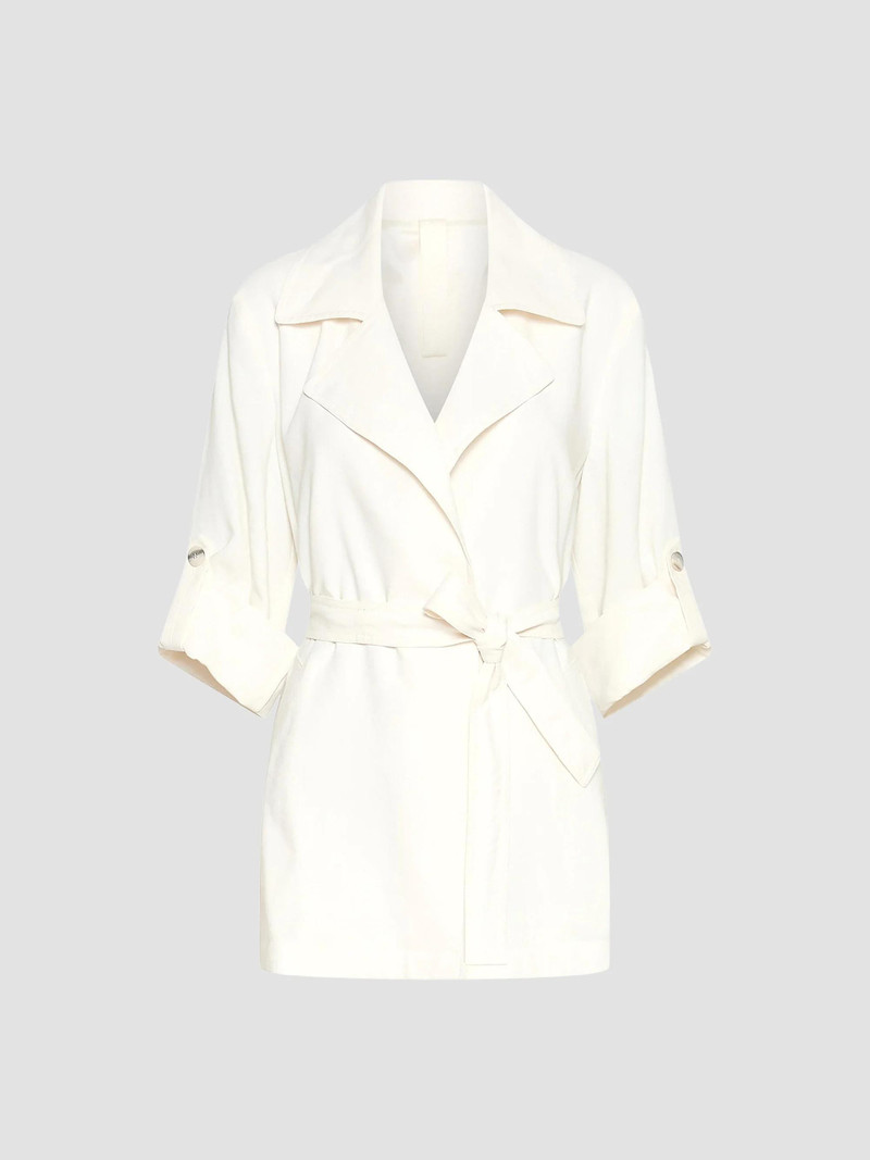 Women's Drawstring Duster Coat - Wool White 1