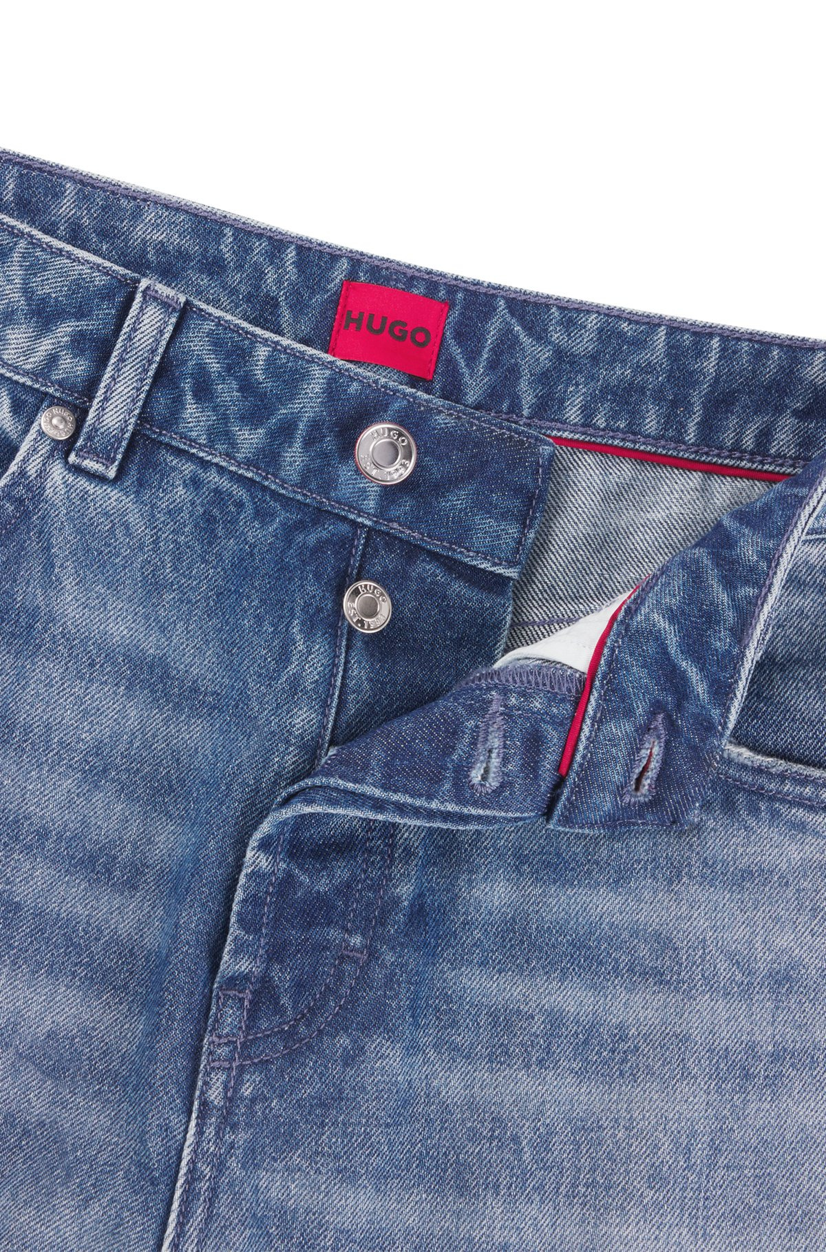 STRAIGHT-FIT WIDE-LEG JEANS IN BLUE COTTON DENIM - 6