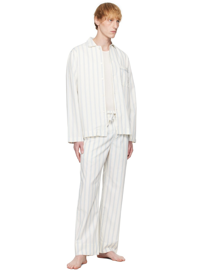 TEKLA Off-White & Blue Poplin Pyjama Pants outlook