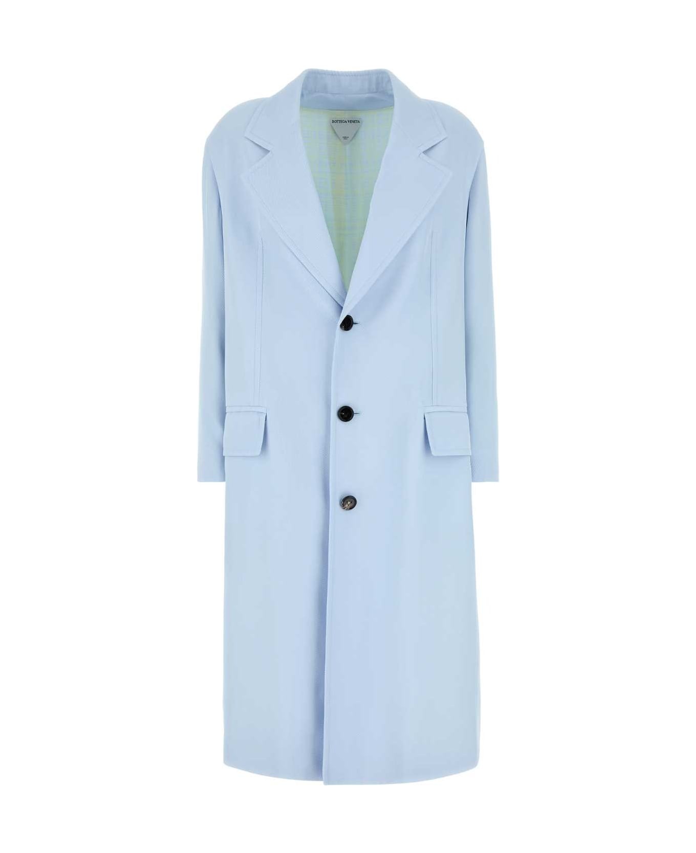 Pastel Blue Viscose Blend Coat - 1
