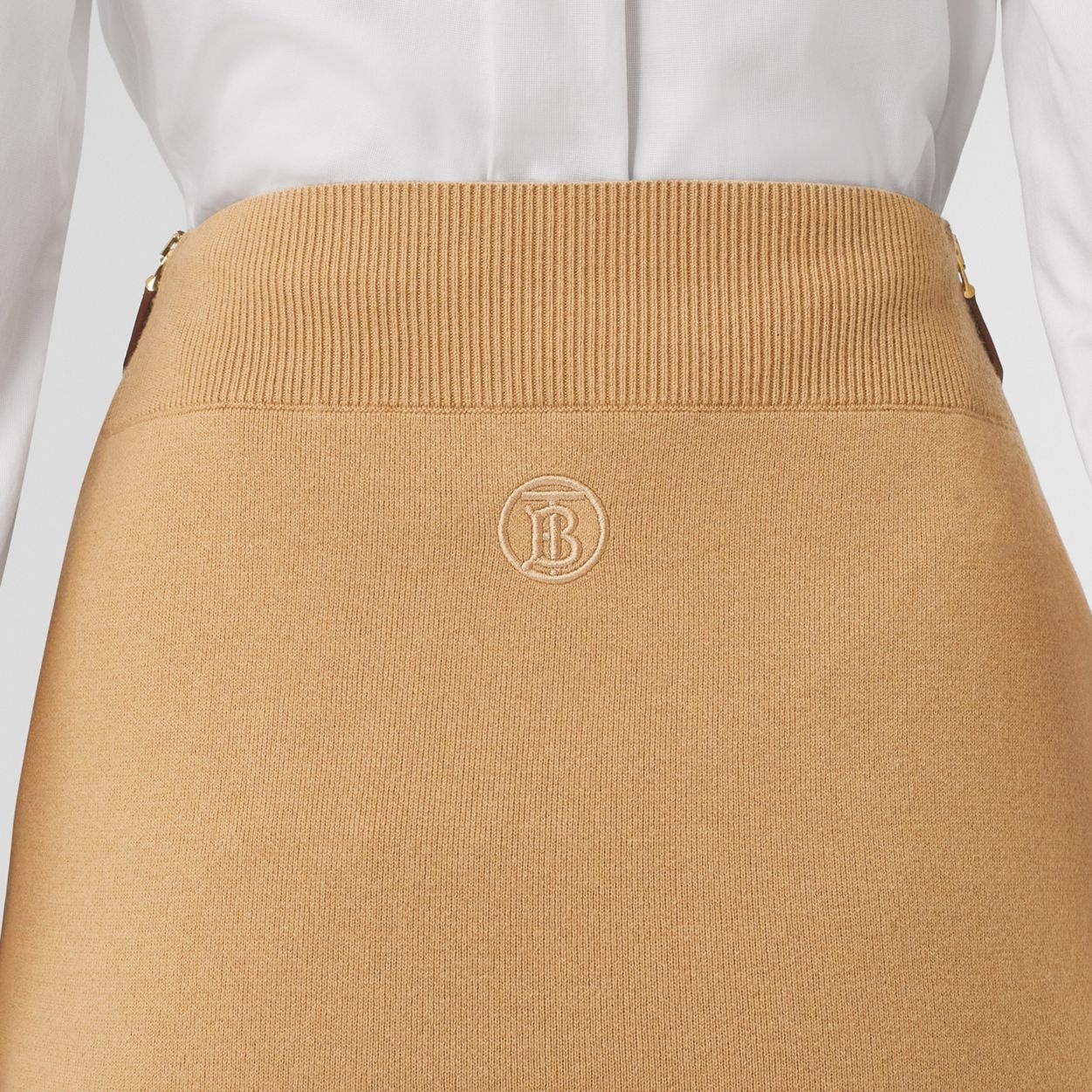 Monogram Motif Cashmere Cotton Blend Pencil Skirt - 3