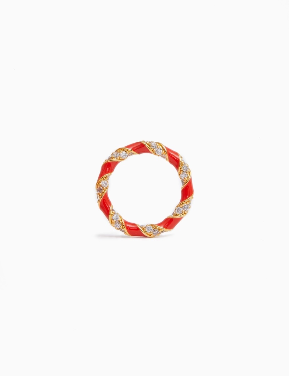 CANDY STRIPE PAVE RING - 3