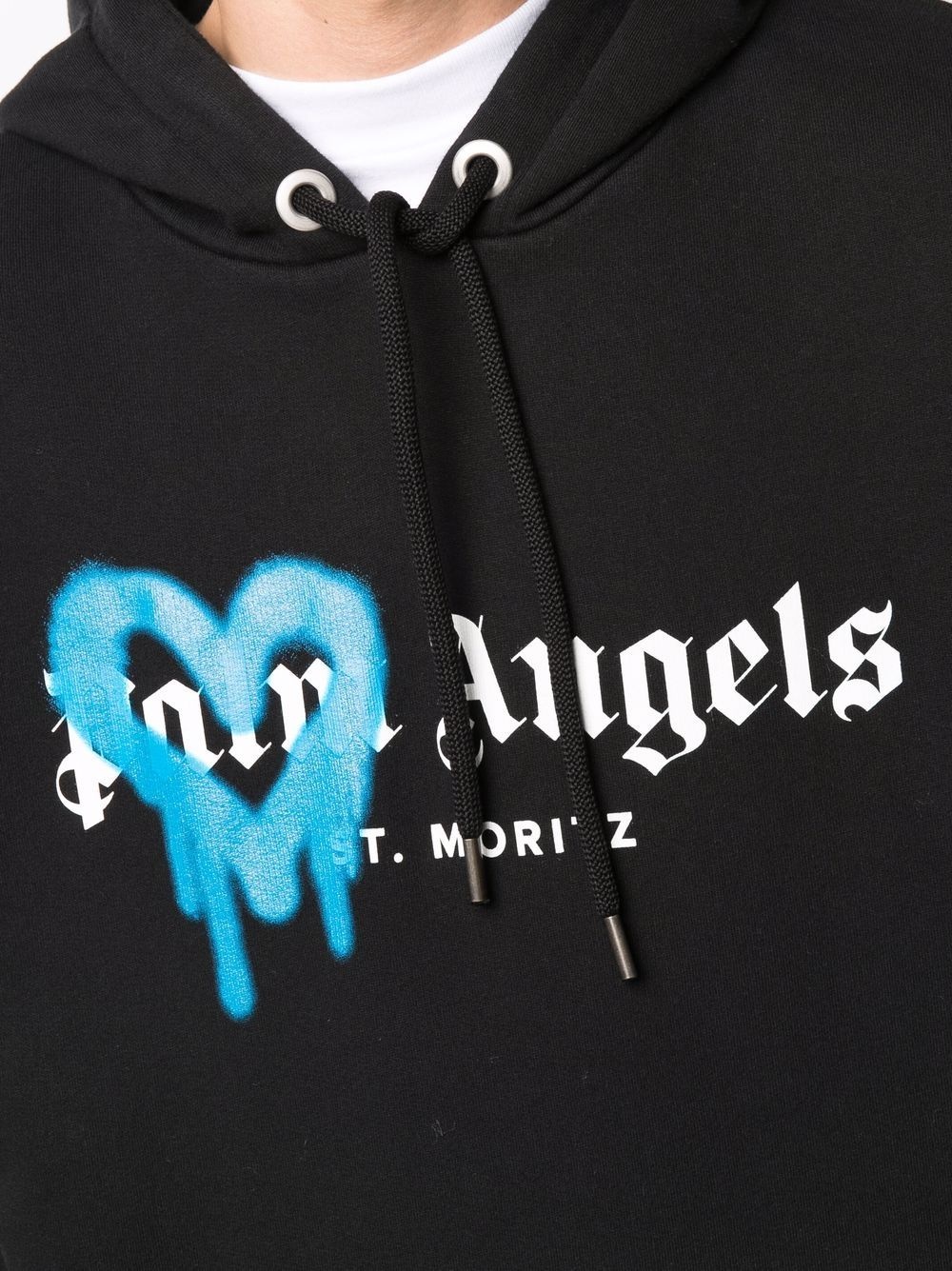 sprayed heart logo hoodie - 5