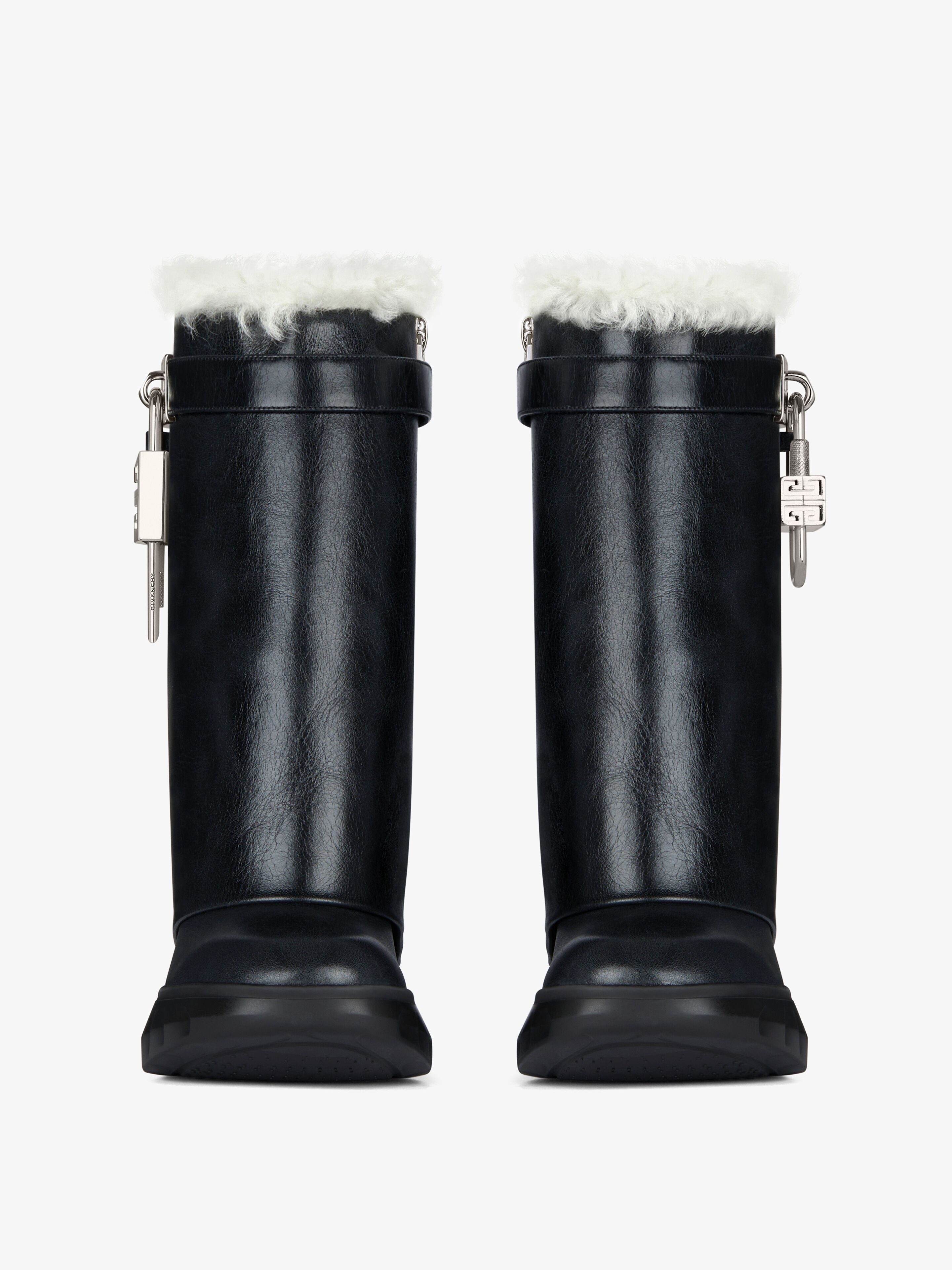 SHARK LOCK BIKER BOOTS IN LEATHER AND SHEARLING - 3