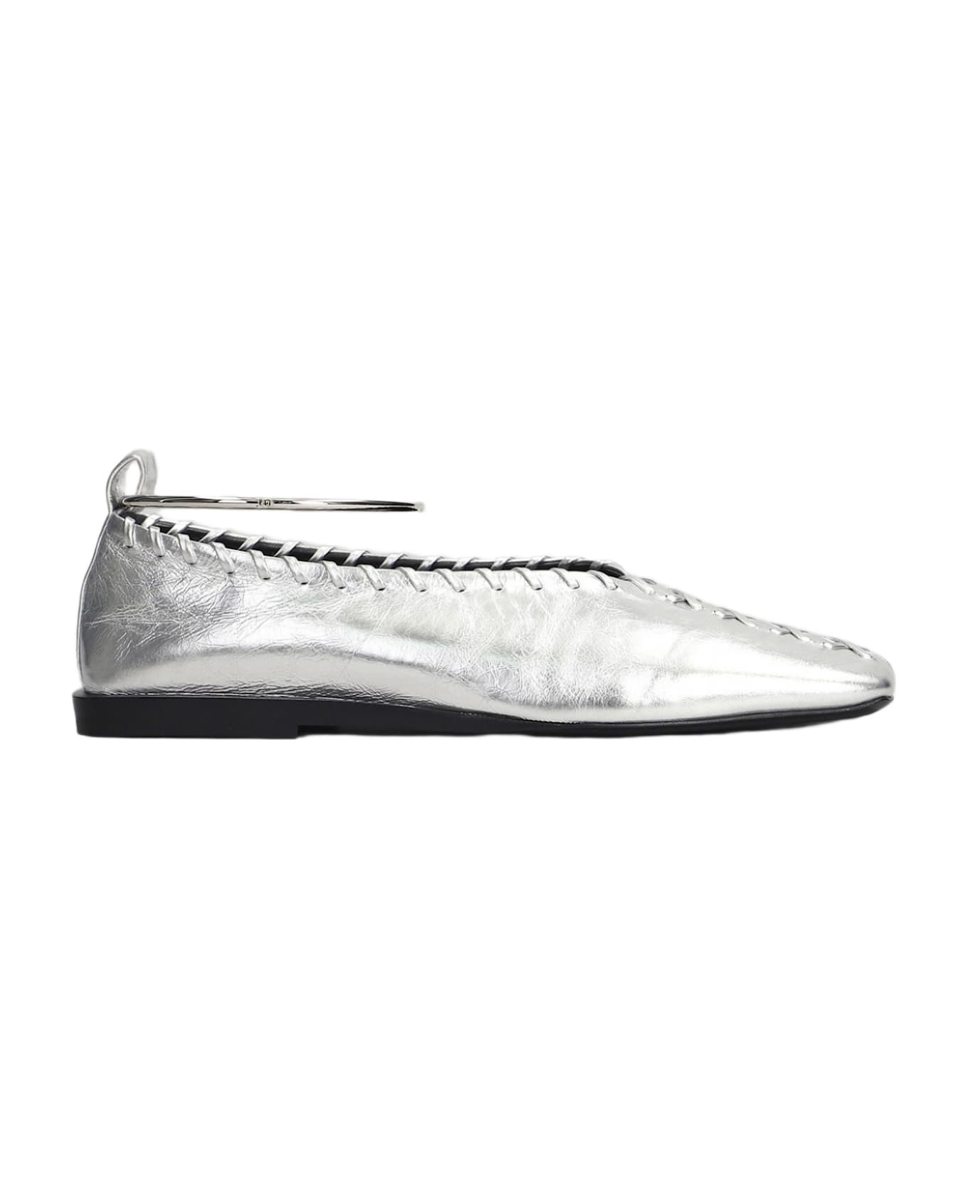 Ballet Flats In Silver Leather - 1