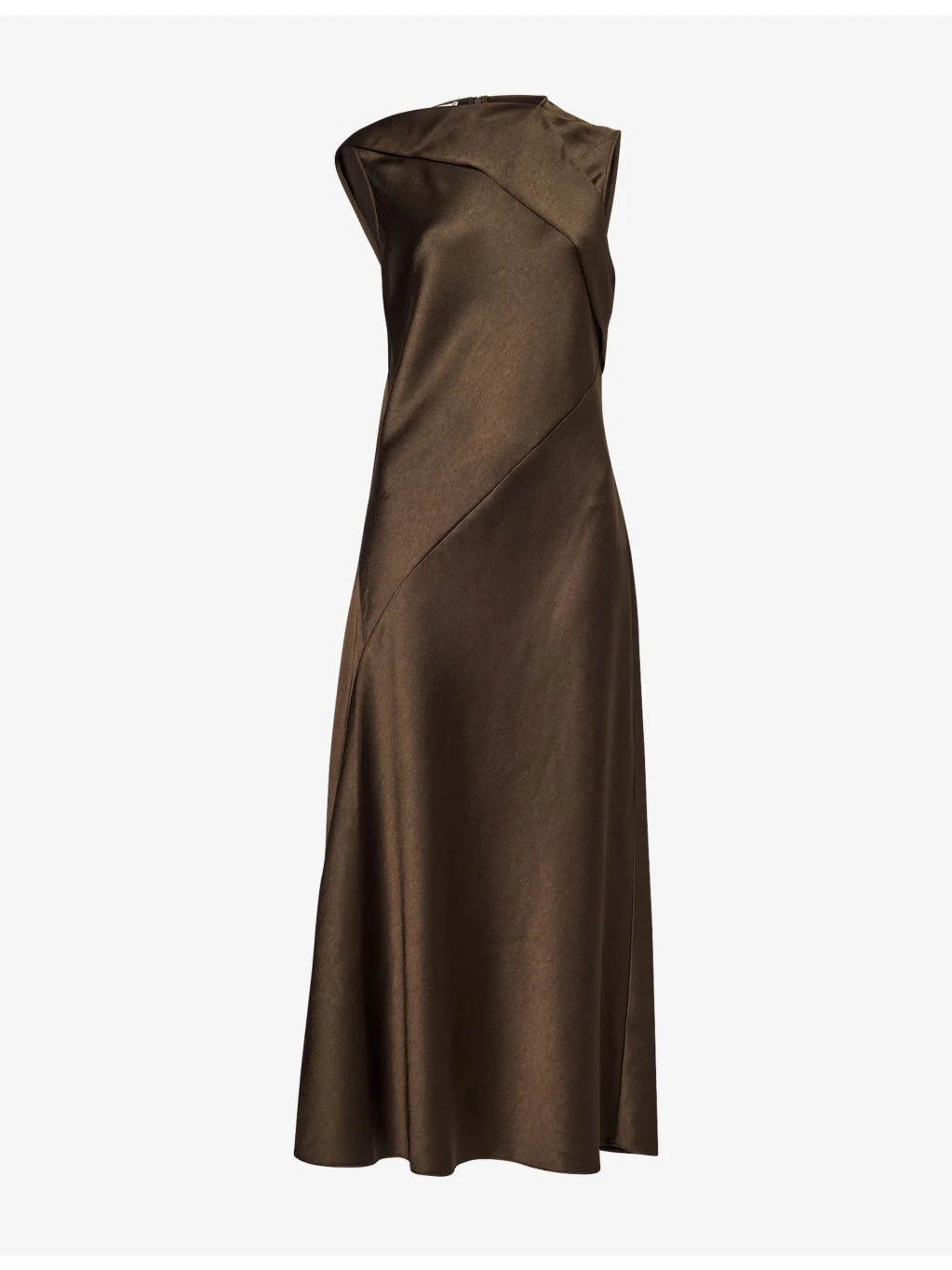 Scarf-Tie Satin Midi Dress - 1