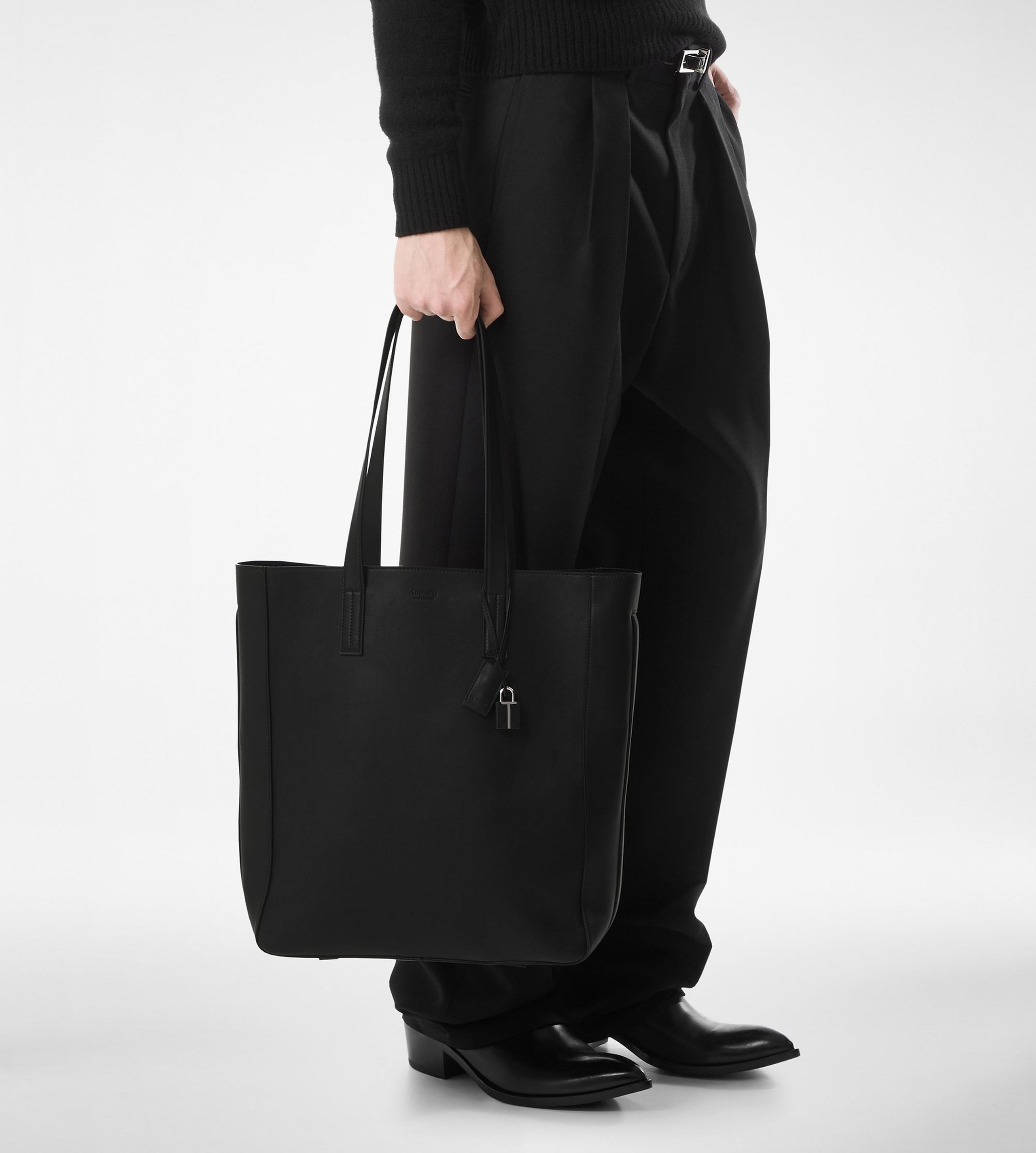NATURAL LEATHER NORTH SOUTH TOTE - 6