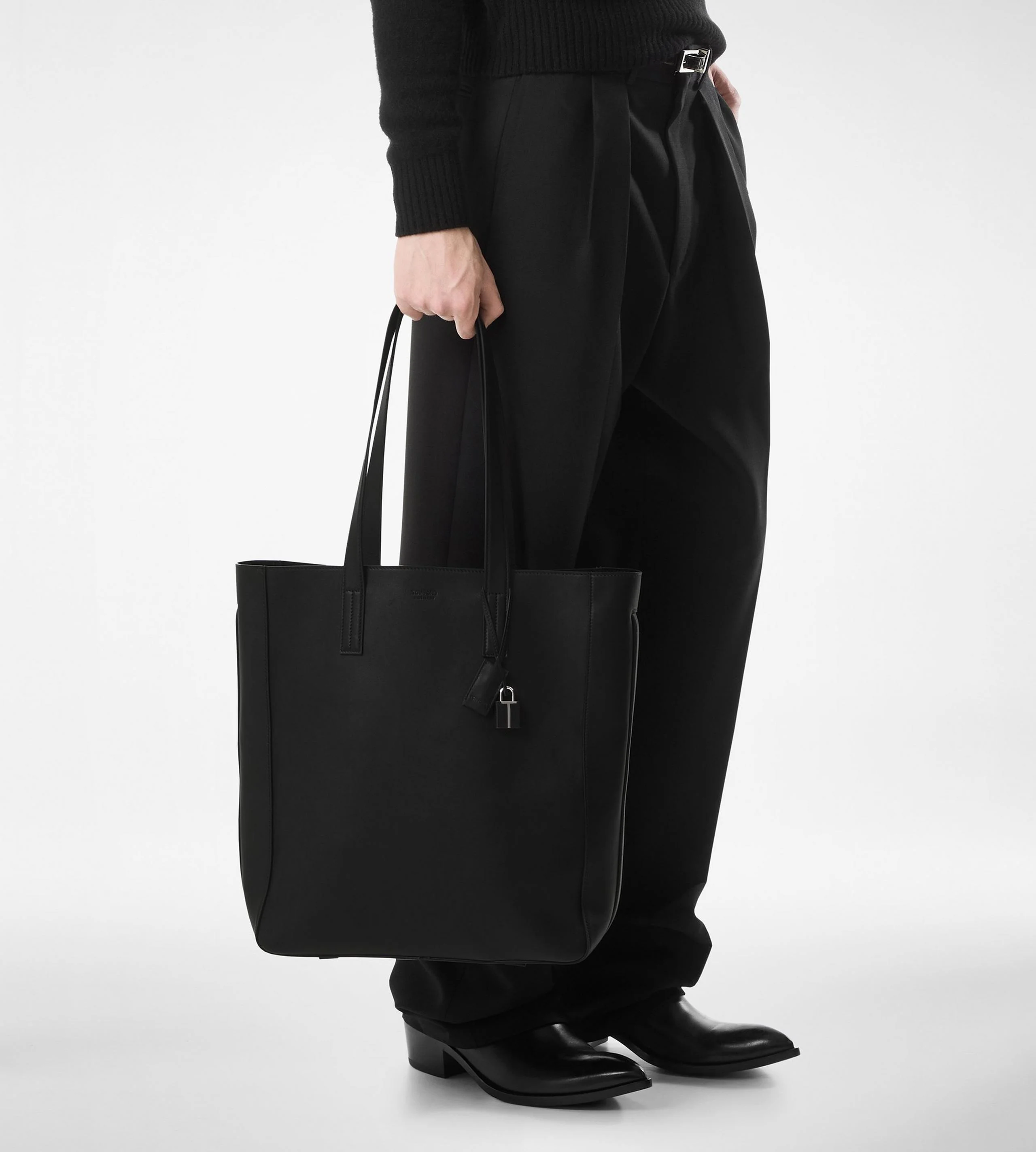 NATURAL LEATHER NORTH SOUTH TOTE - 1