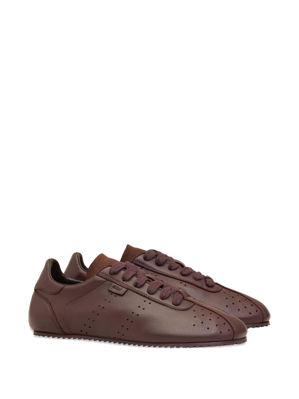perforated leather lace-up sneakers - 2