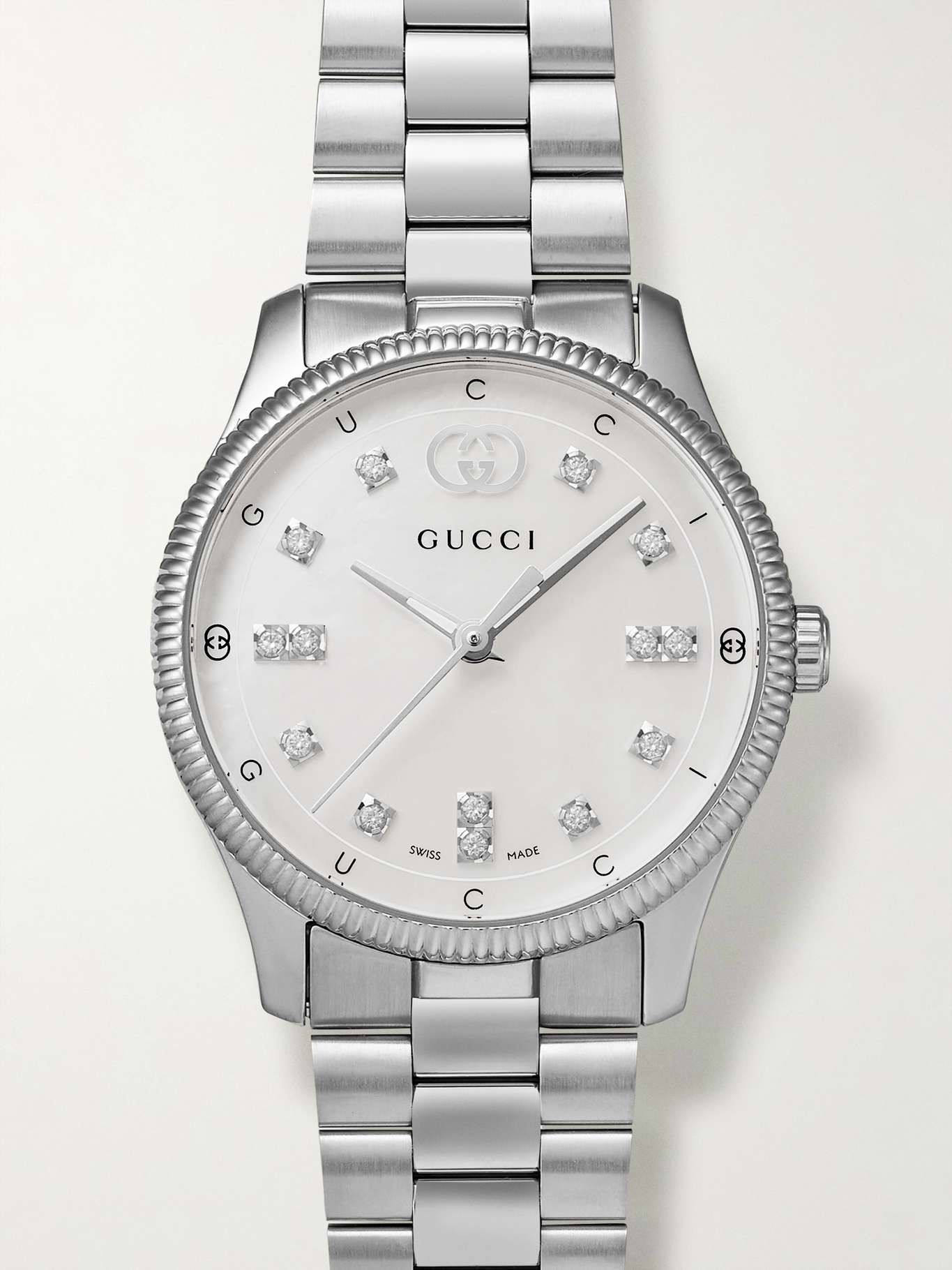 G-Timeless 29mm stainless steel, diamond and mother-of-pearl watch - 1