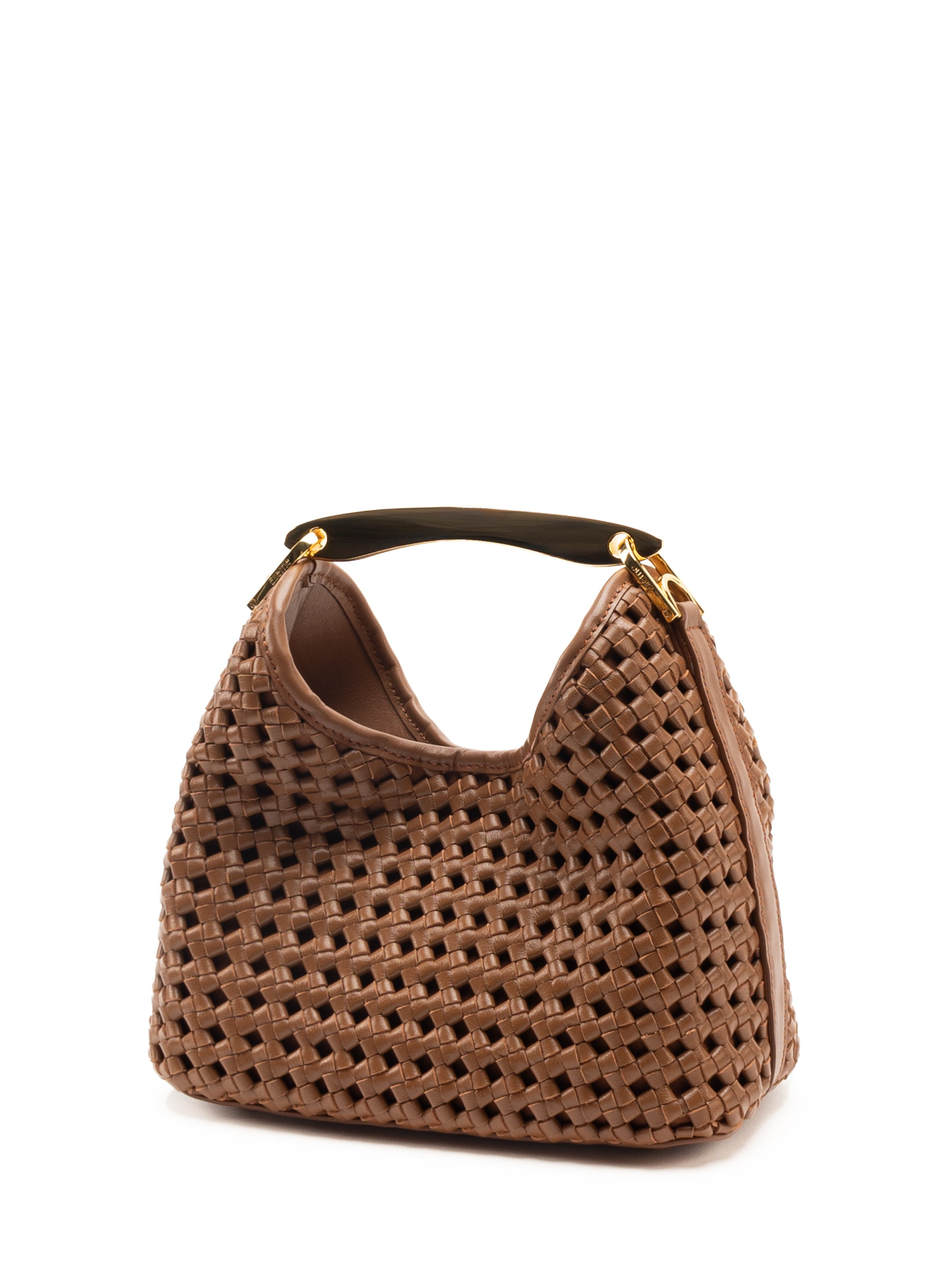 Small Boomerang Woven Leather Cognac - 3