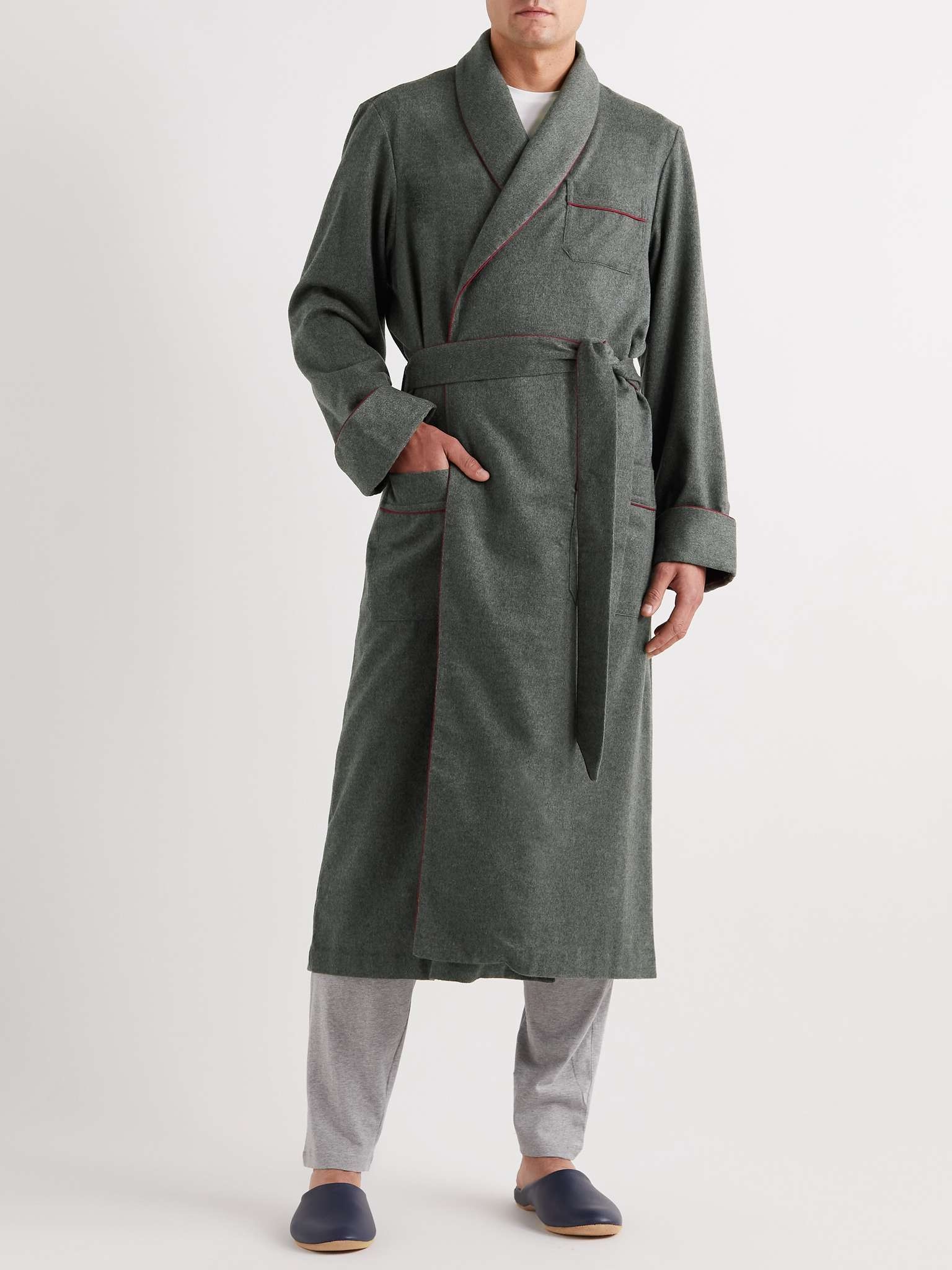 Duke Piped Cashmere Robe - 2