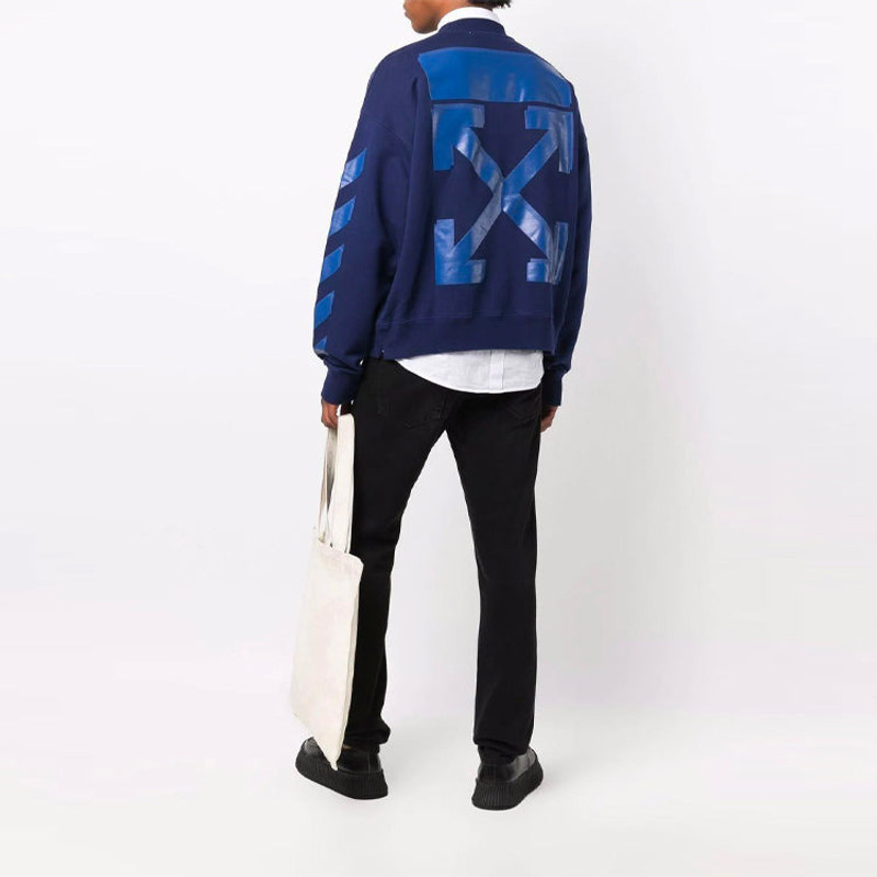 Off-White Men's OFF-WHITE FW21 Rubber Arrow Geometry Pattern Round Neck Long Sleeves Loose Fit Blue OMBA054F21 outlook