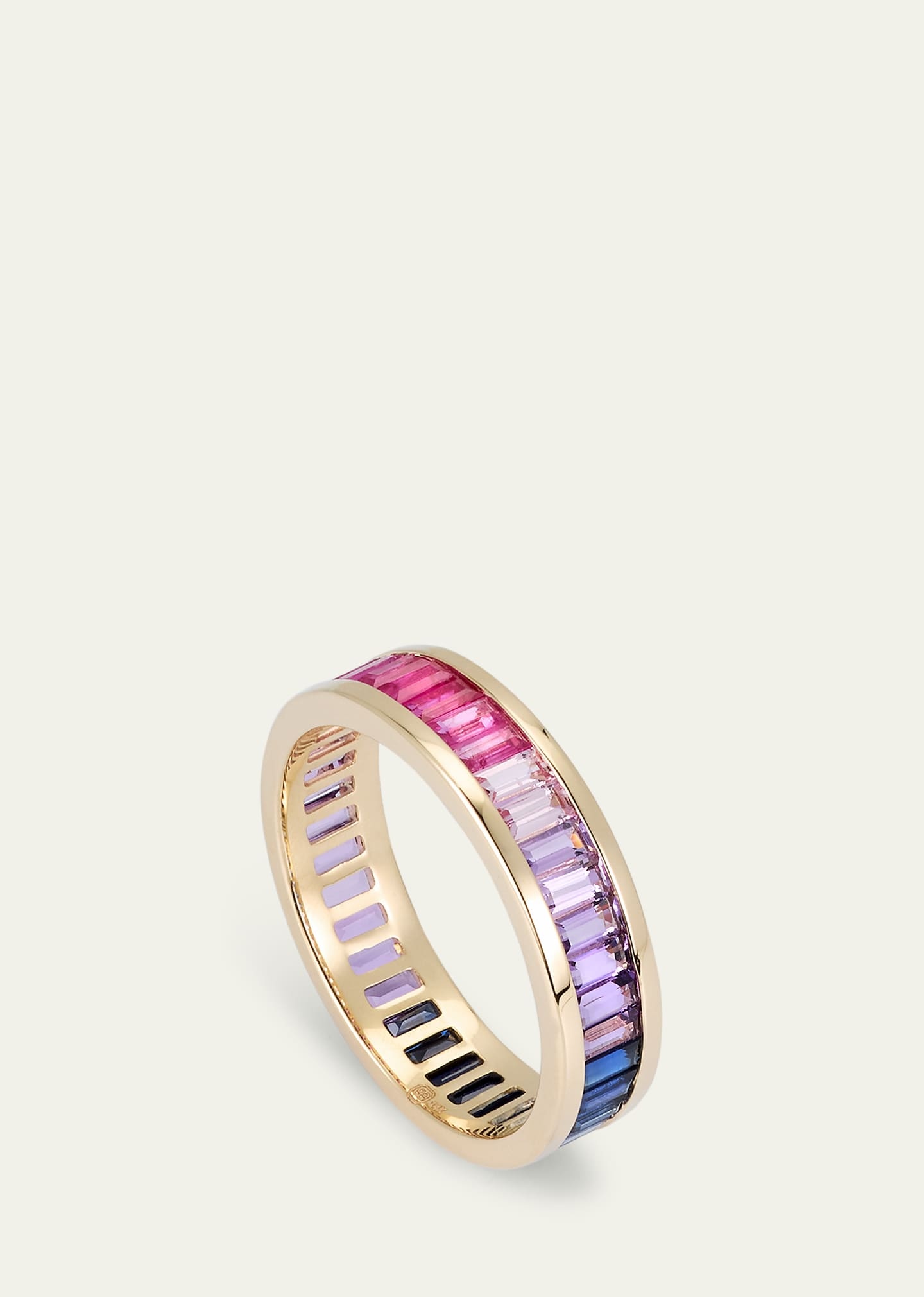 14K Gold and Gemstone Channel-Set Baguette Eternity Ring - 3