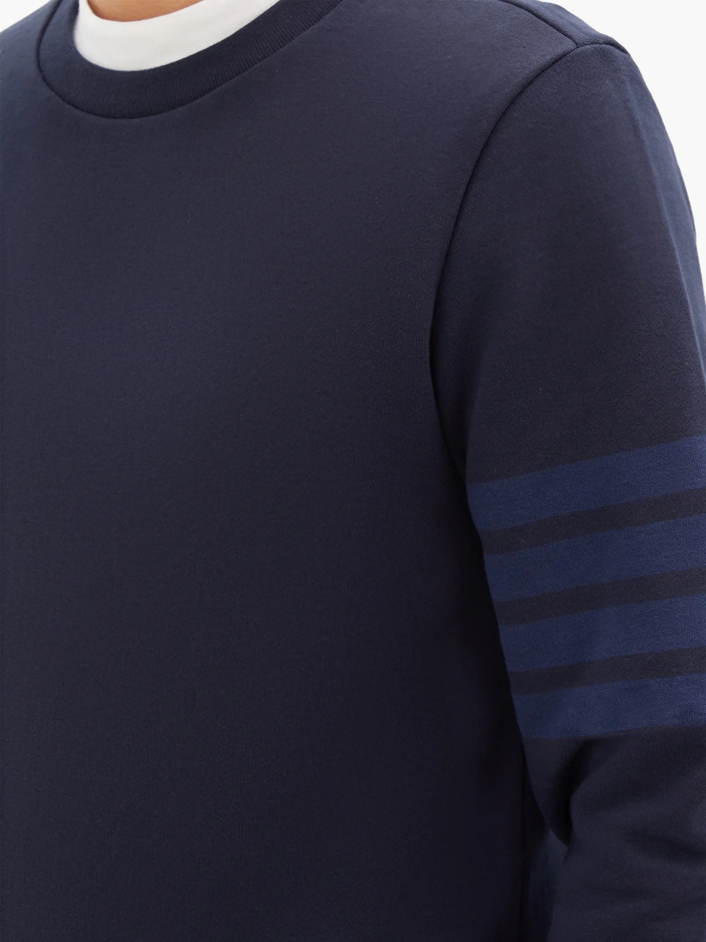 Four-bar intarsia-stripe cotton-jersey sweatshirt - 3