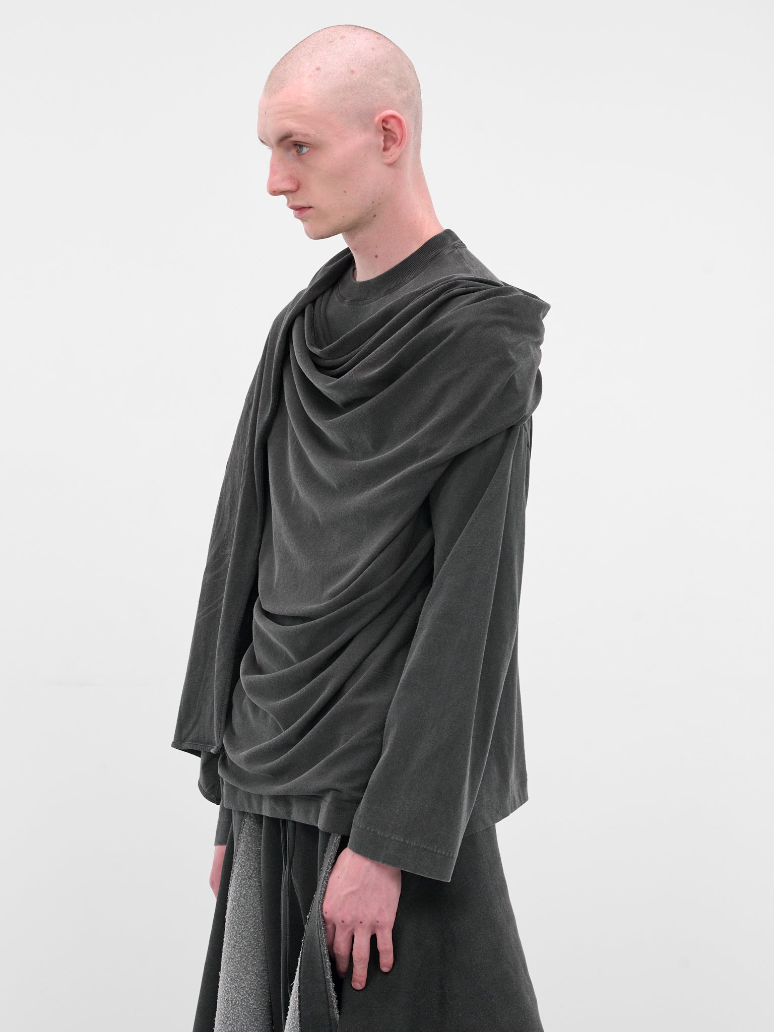 Black Draped Scarf Logo Tee - 2