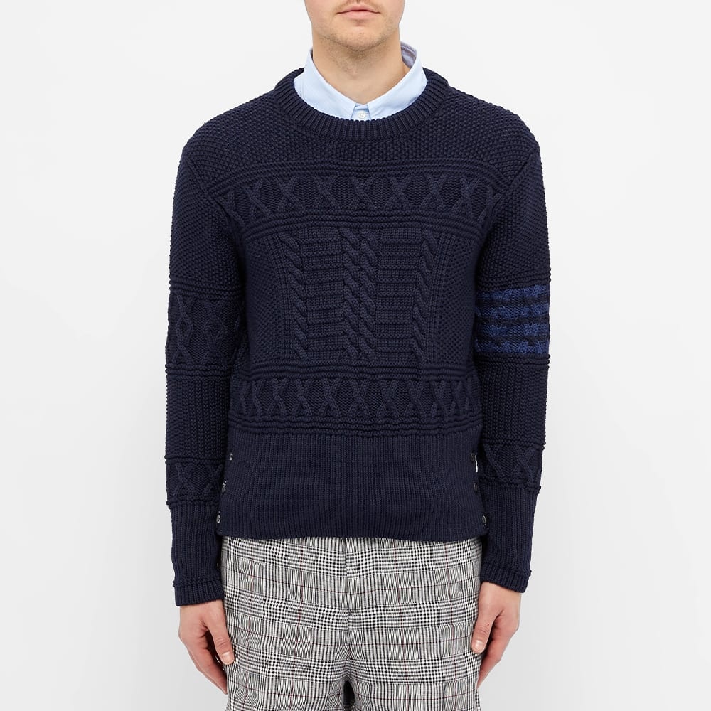 Thom Browne Four Bar Aran Cable Knit Sweat - 4