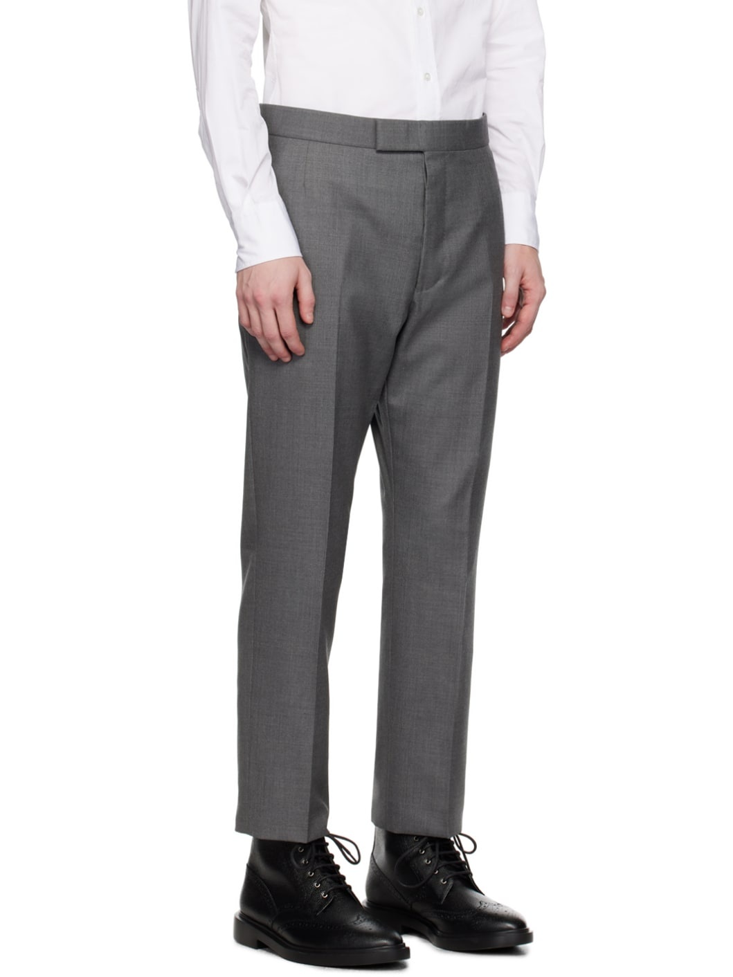 Gray Super 120s Backstrap Trousers - 2