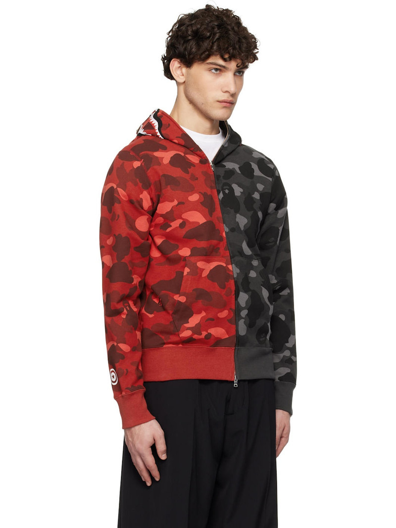 A BATHING APE® Red & Black Color Camo Separate Shark Full Zip Hoodie outlook