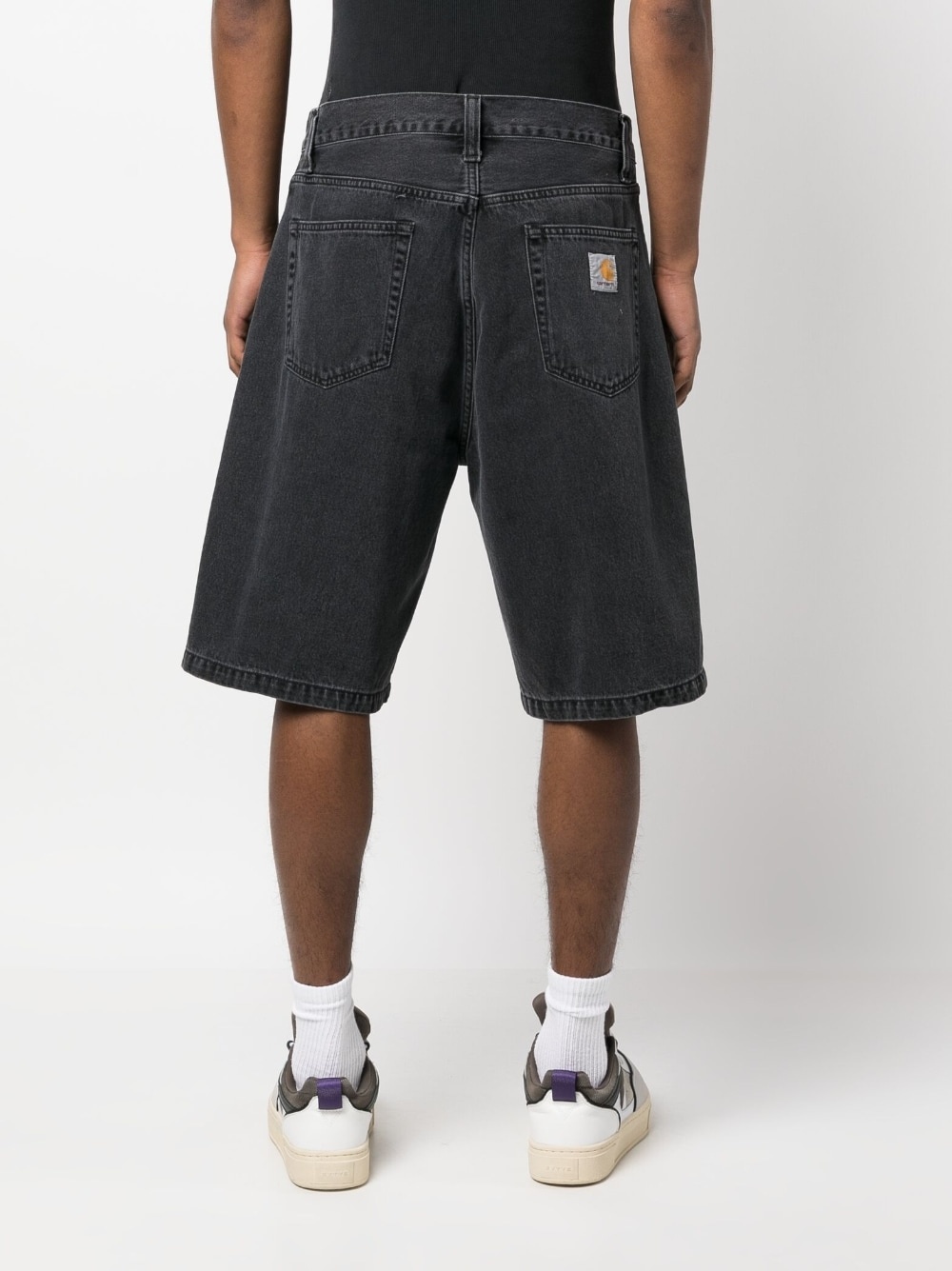 logo-detail denim shorts - 4