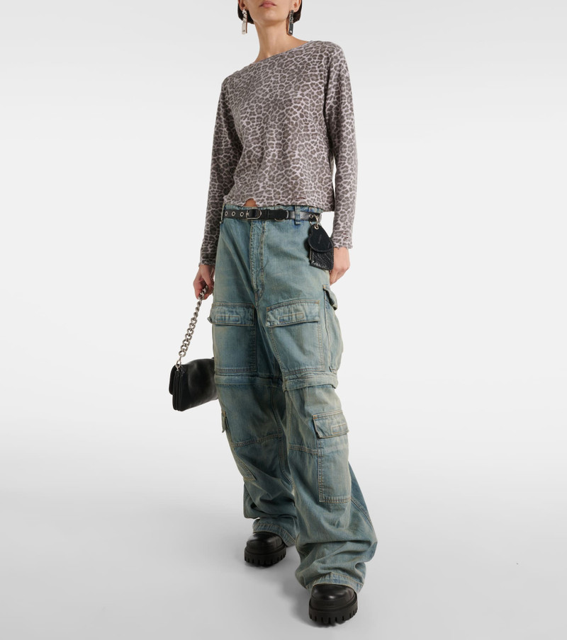 BALENCIAGA Distressed leopard-print jersey sweater outlook