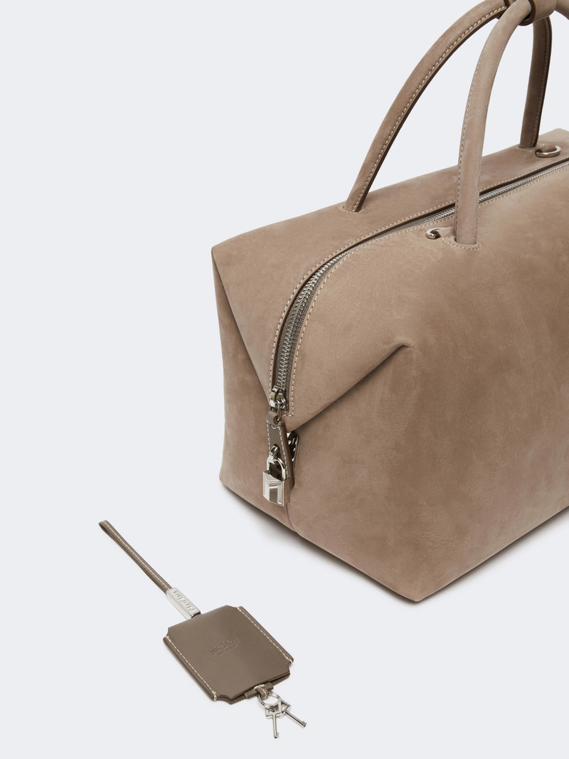 HOLDALLLSUE Large nubuck leather Boston bag - TURTLEDOVE 3
