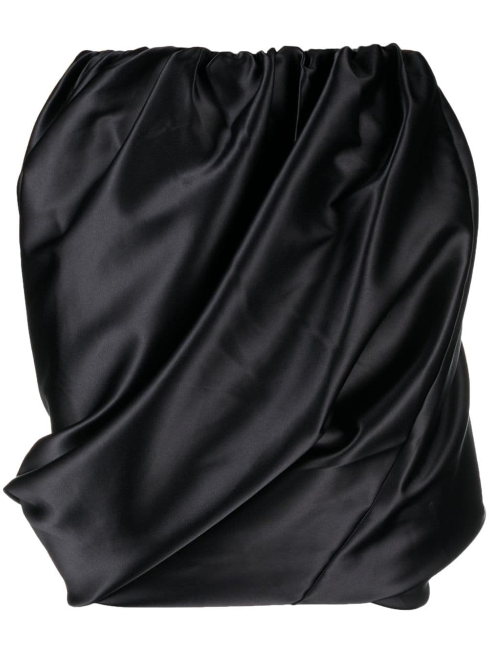 draped satin mini skirt - 1
