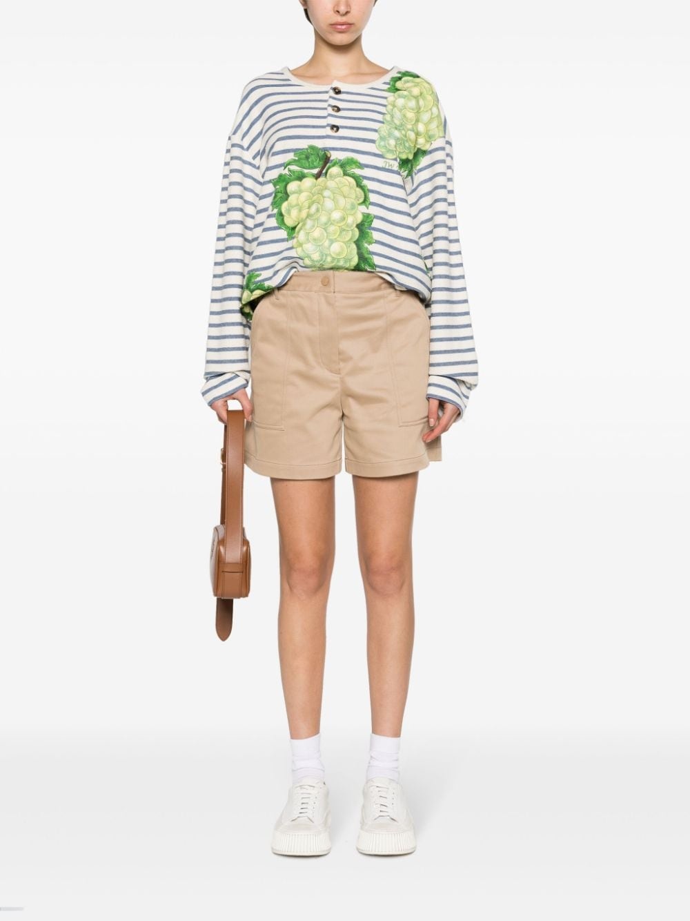 logo-patch garbadine shorts - 2