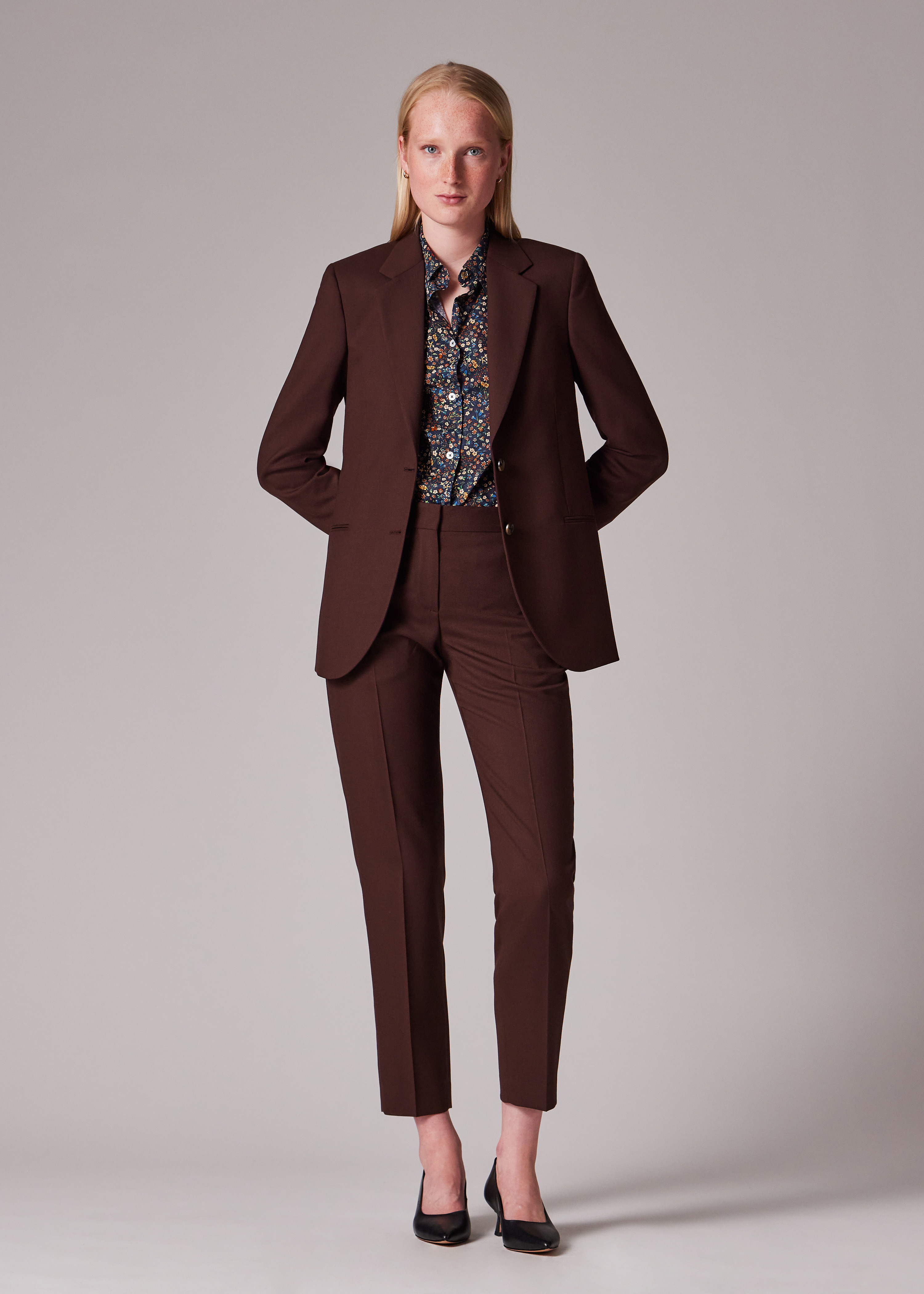 Women's A Suit To Travel In - Burgundy Wool Suit - 7