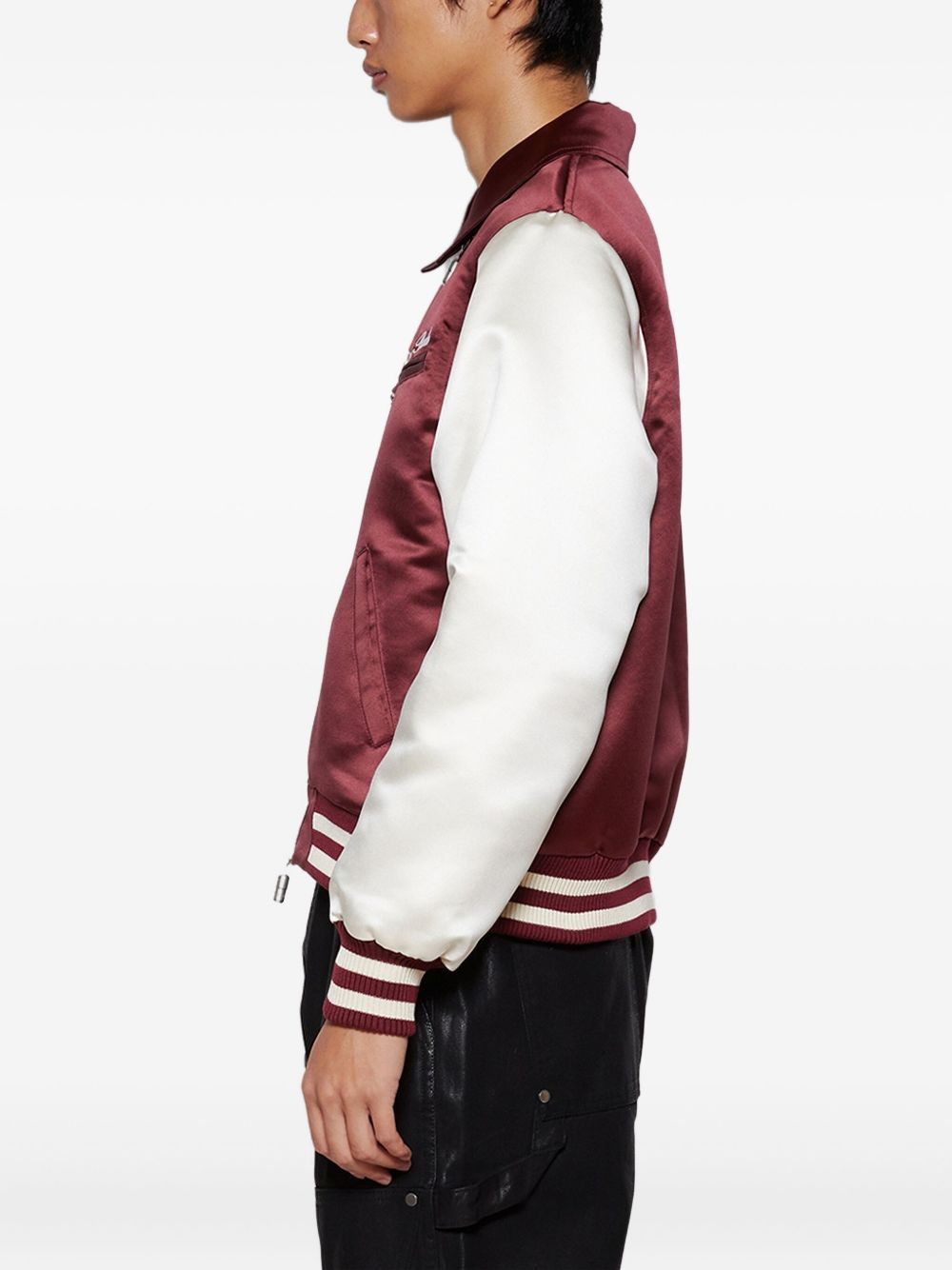 front-zip satin bomber jacket - 4