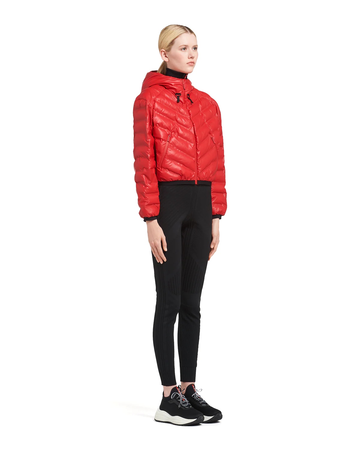ジャケット PRADA Red Polyurethane Blend Padded Jacket Prada Prada Woman Red Polyurethane Blend Padded Jacket