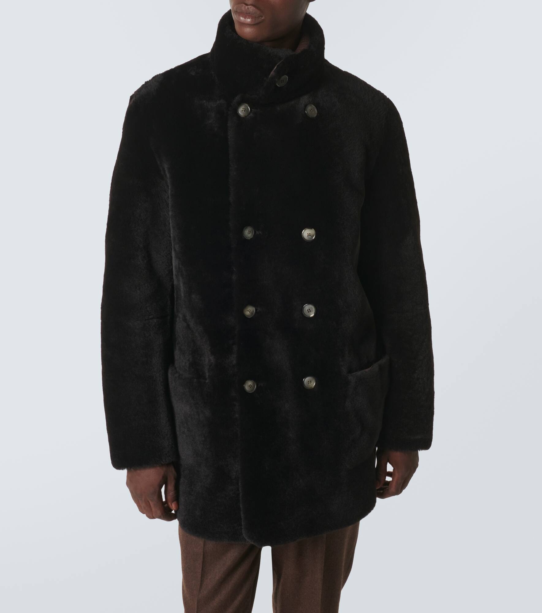 Reversible shearling and leather coat - 7